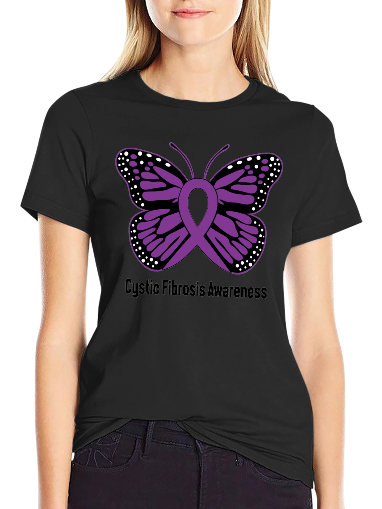 Cystic Fibrosis Awareness Butterfly Ribbon T-Shirt