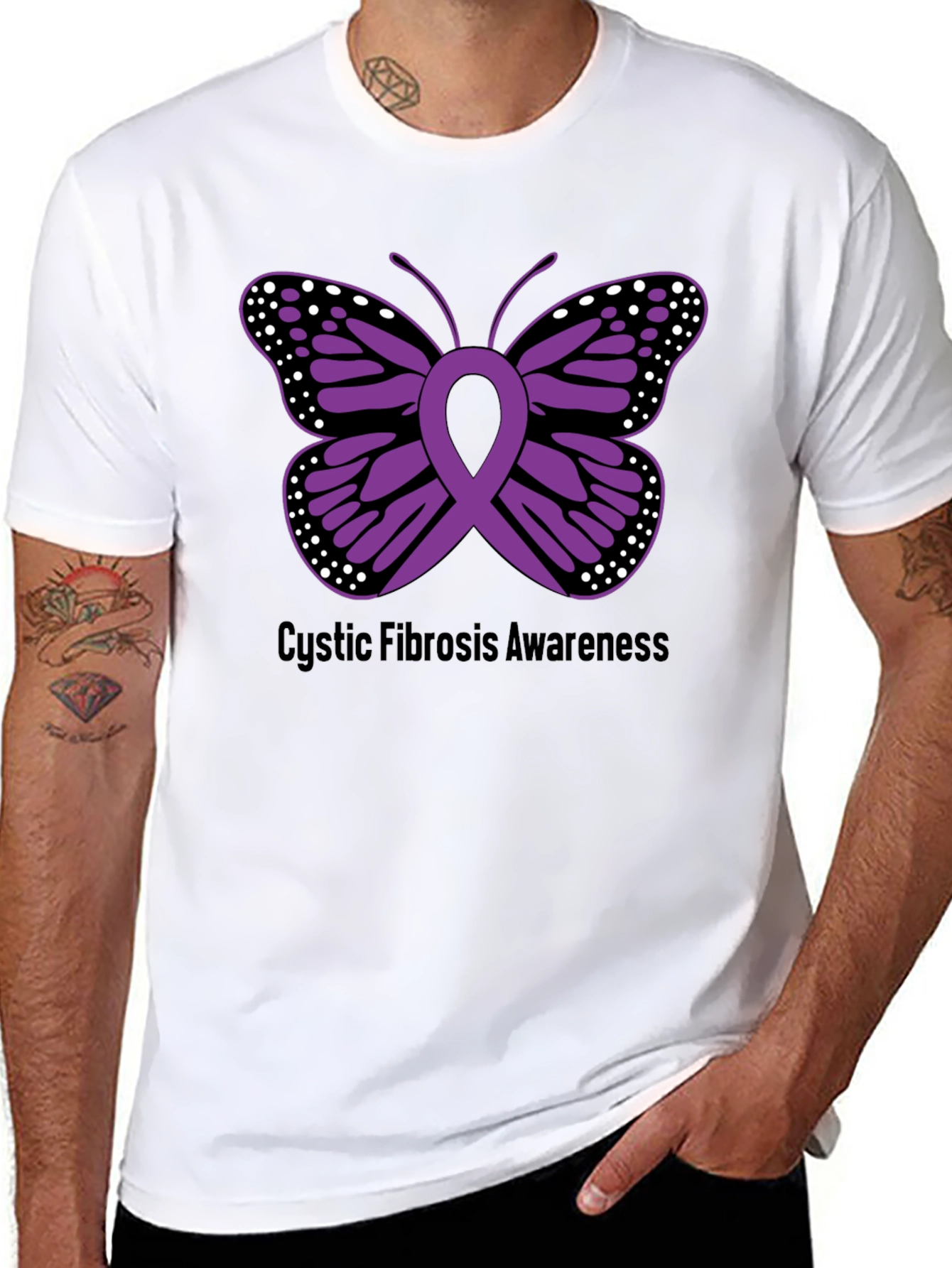 Cystic Fibrosis Awareness Butterfly Ribbon T-Shirt