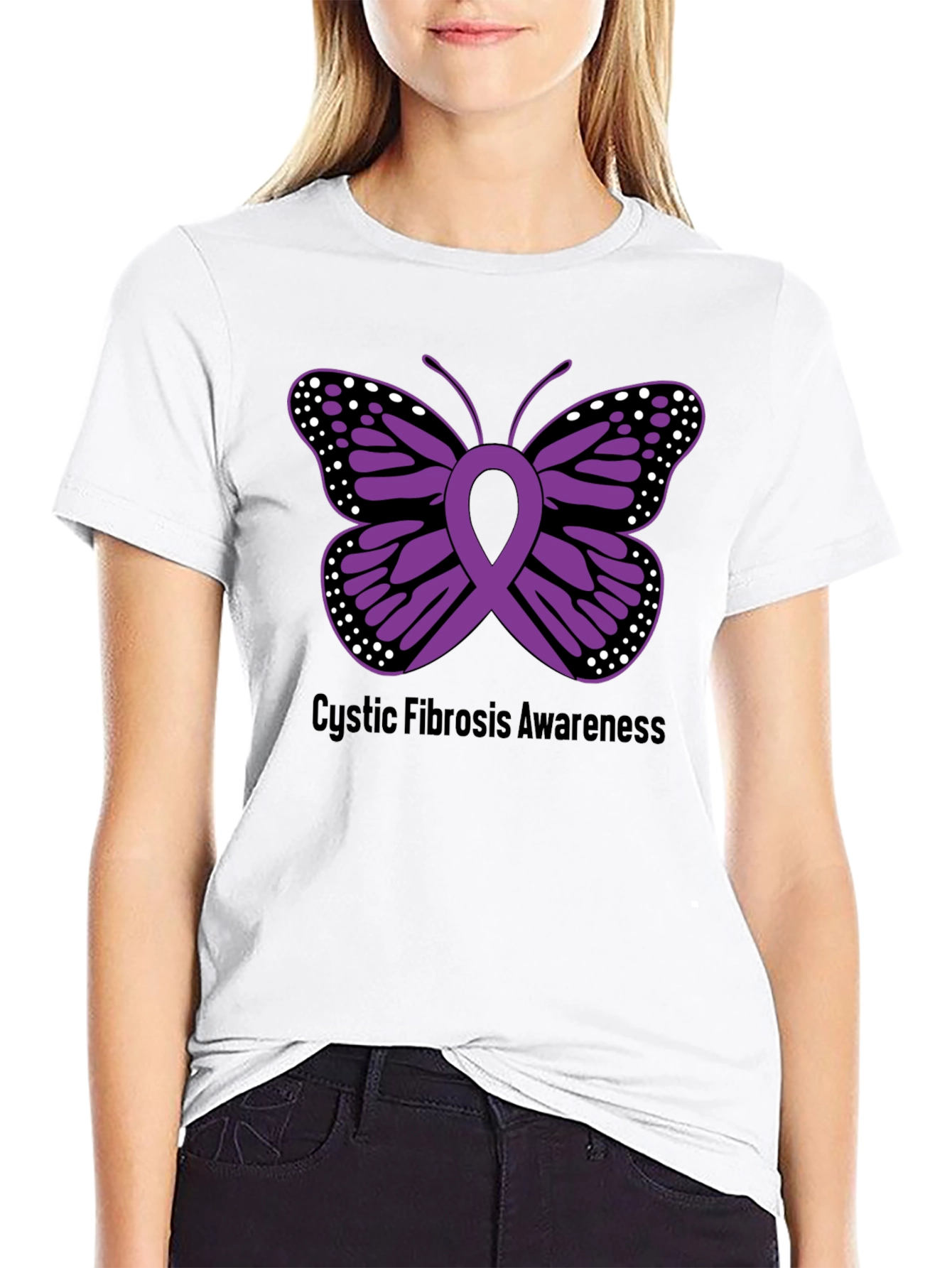 Cystic Fibrosis Awareness Butterfly Ribbon T-Shirt