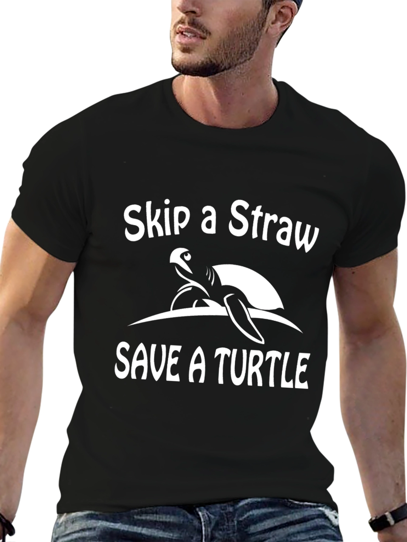 Skip a Straw Save a Turtle Graphic T-Shirt