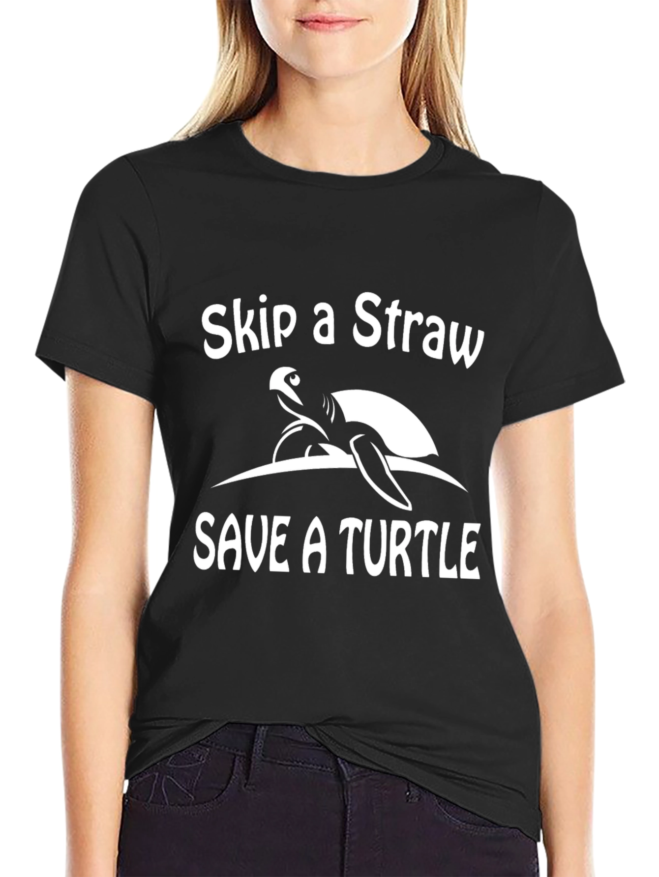 Skip a Straw Save a Turtle Graphic T-Shirt