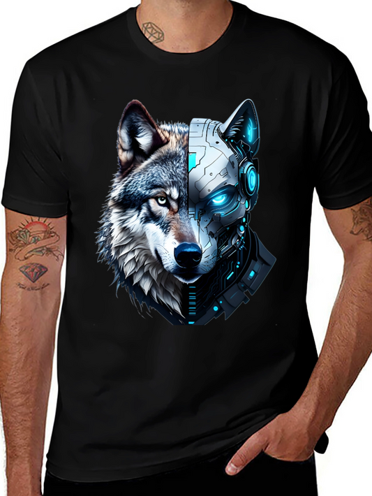 Cyber Wolf Graphic Tee - Mens Black T-Shirt