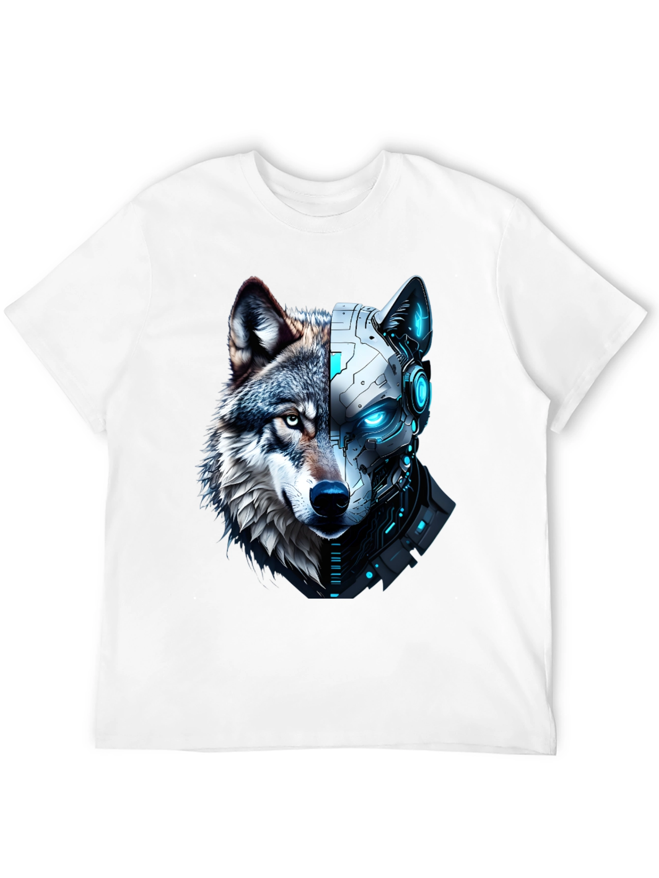 Cyber Wolf Graphic Tee - Mens Black T-Shirt