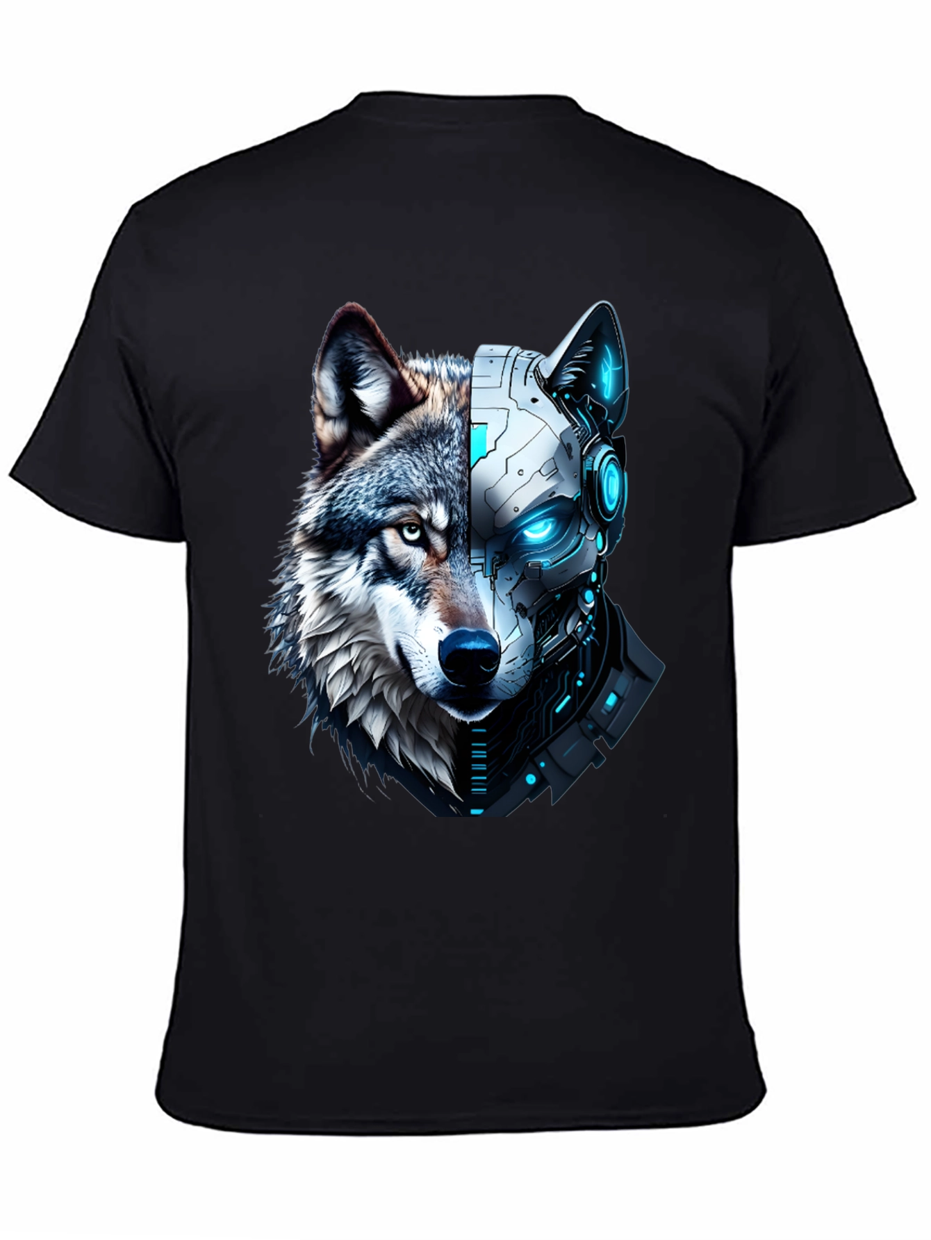 Cyber Wolf Graphic Tee - Mens Black T-Shirt