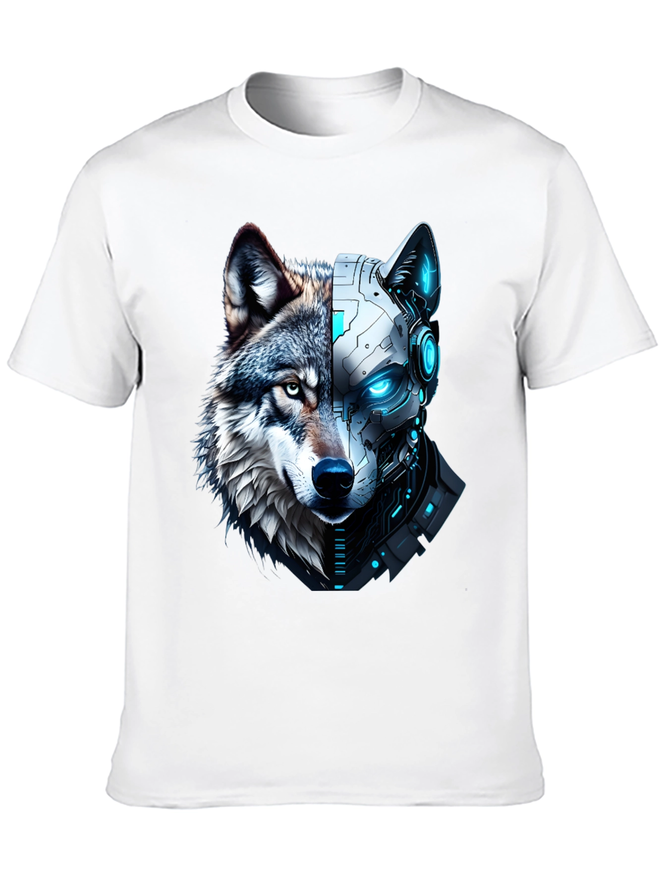 Cyber Wolf Graphic Tee - Mens Black T-Shirt