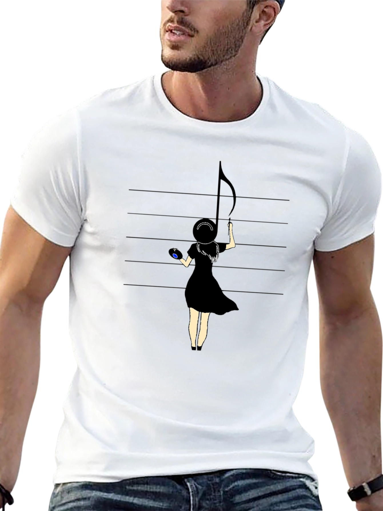 Musical Muse Graphic Tee - Black Crewneck T-Shirt