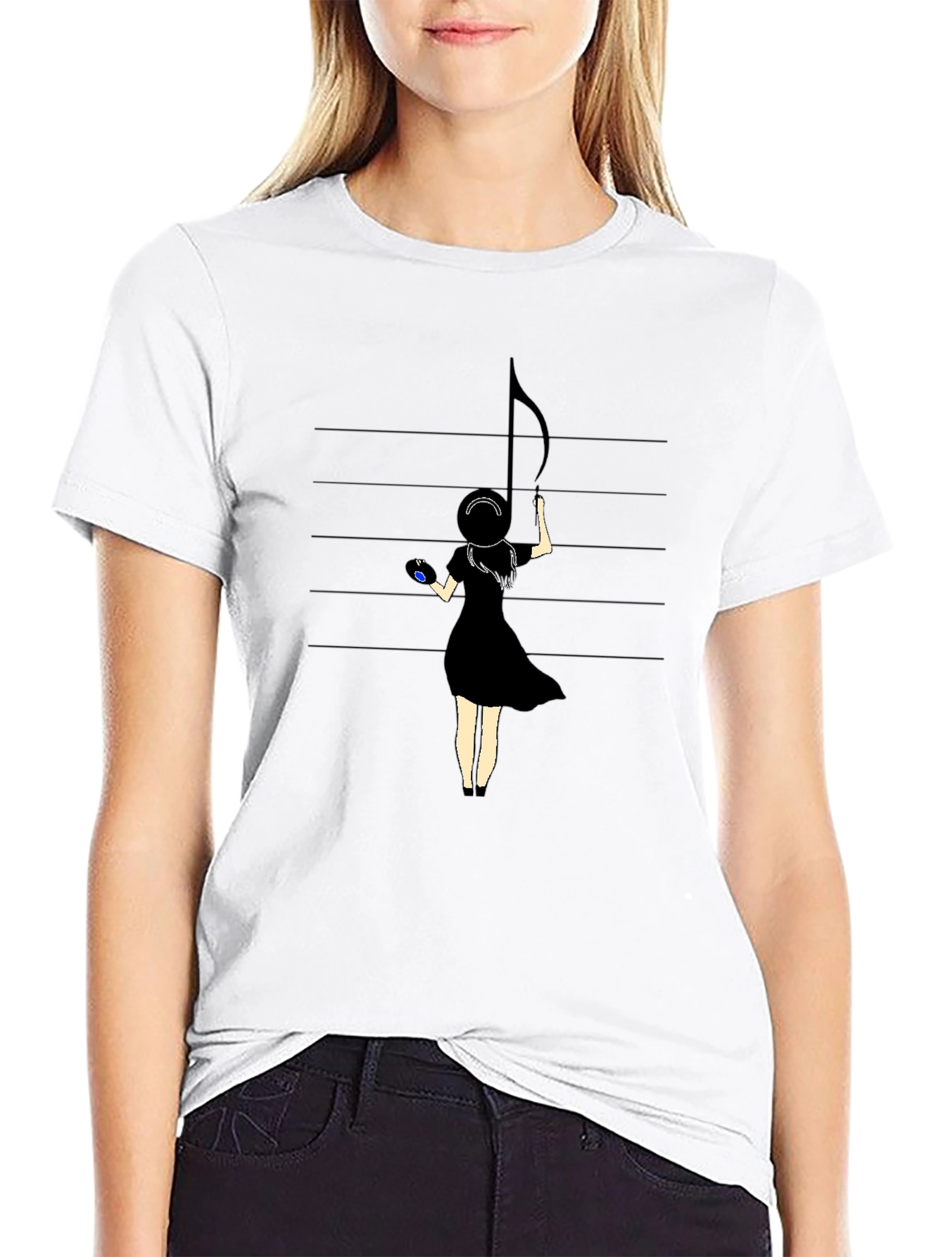 Musical Muse Graphic Tee - Black Crewneck T-Shirt