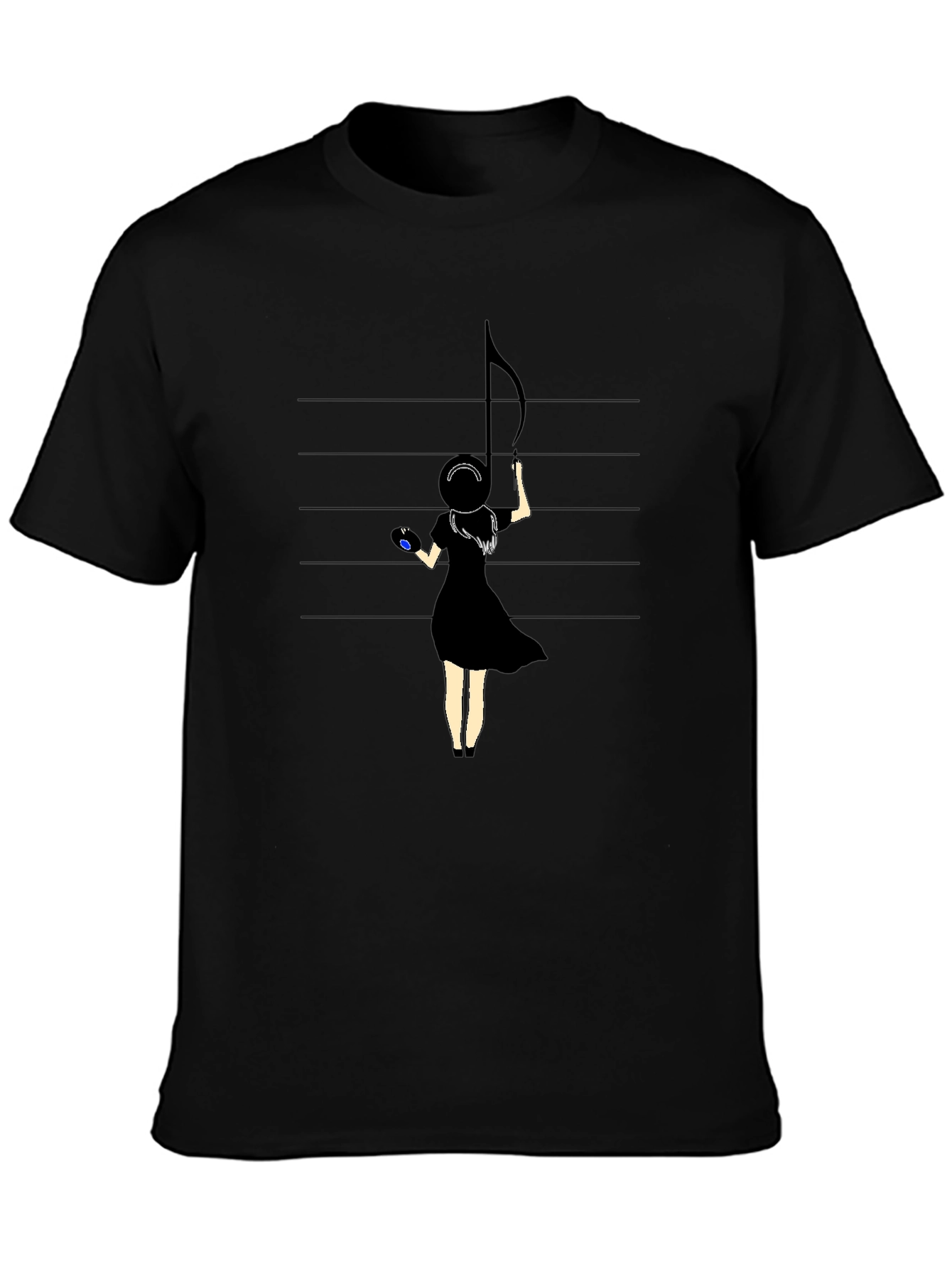 Musical Muse Graphic Tee - Black Crewneck T-Shirt