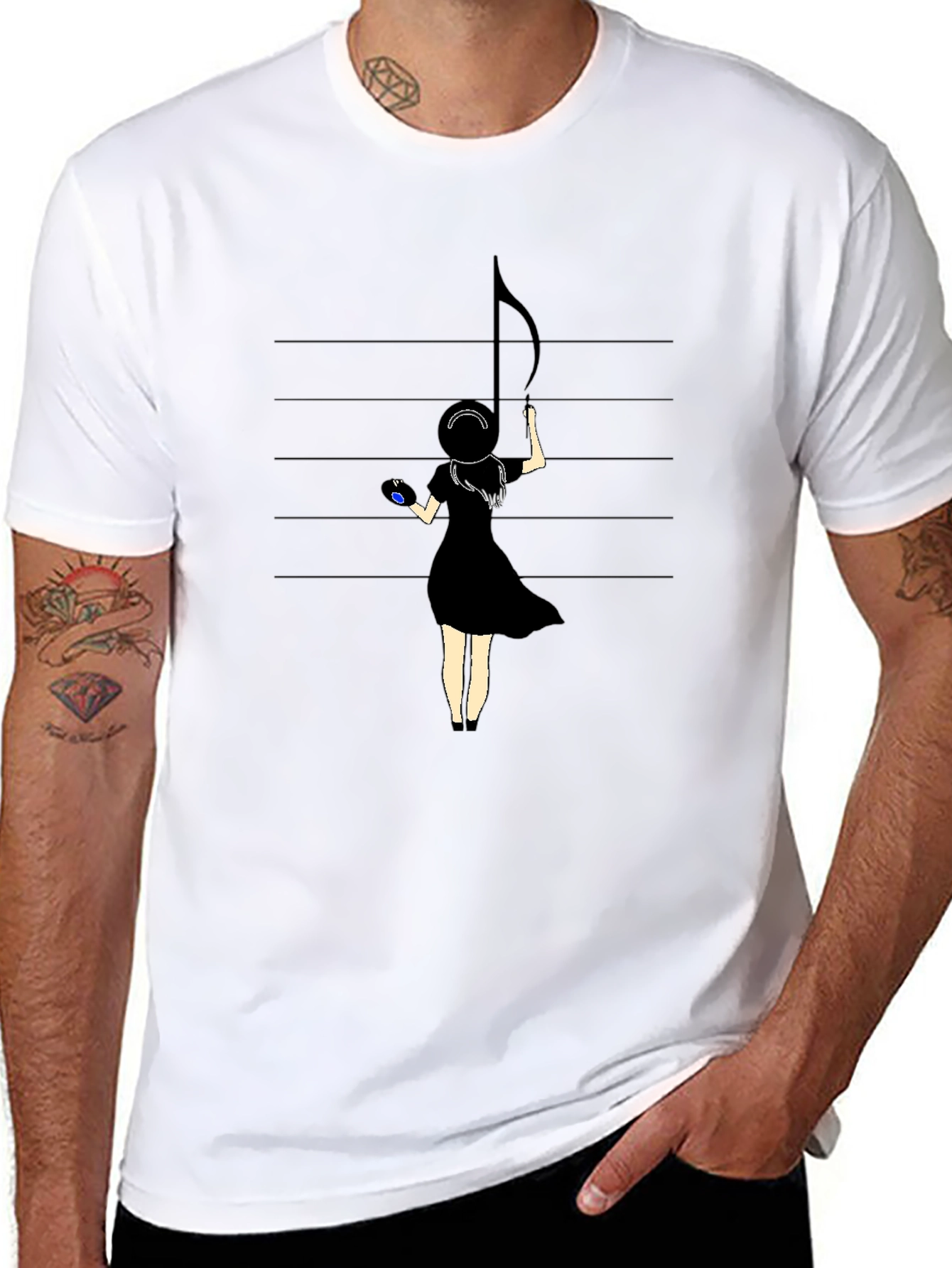Musical Muse Graphic Tee - Black Crewneck T-Shirt