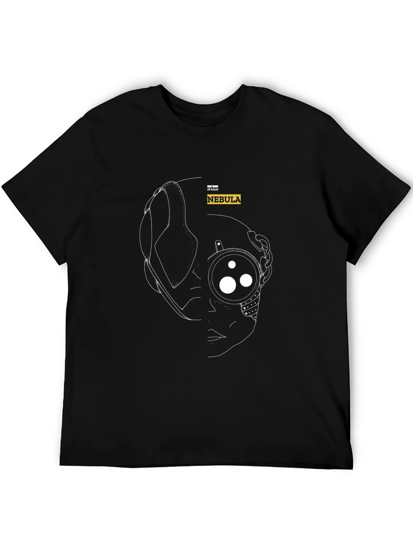 Cyber Nebula Black T-Shirt - Futuristic Design
