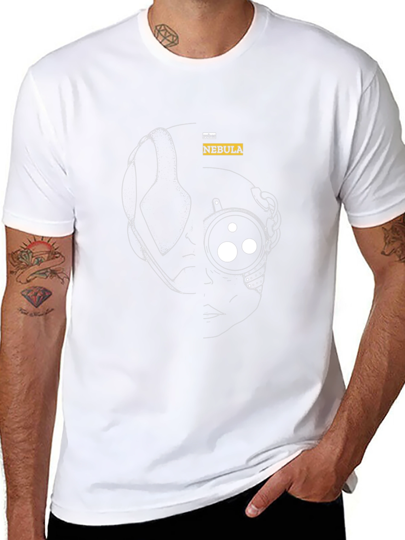 Cyber Nebula Black T-Shirt - Futuristic Design