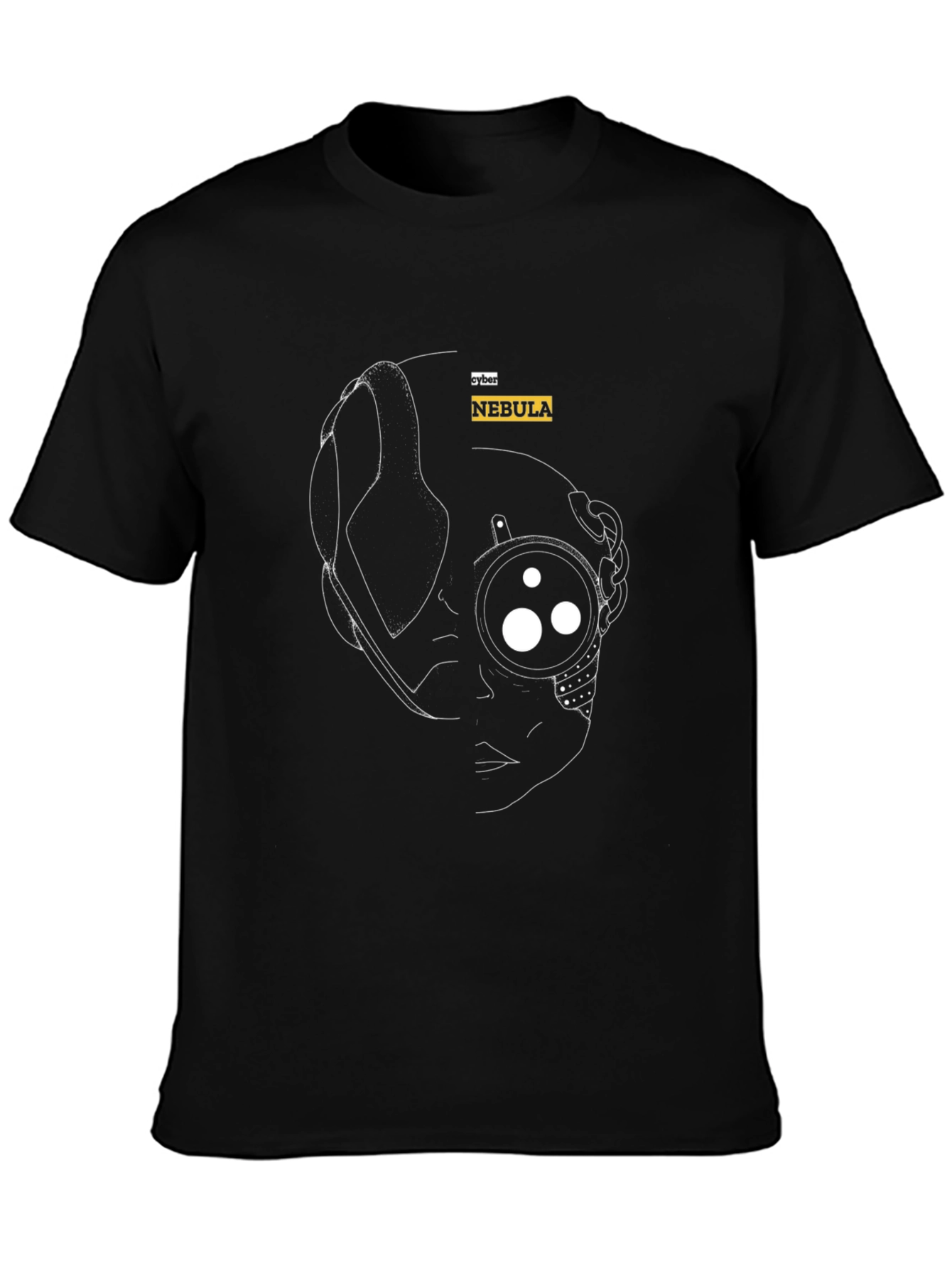 Cyber Nebula Black T-Shirt - Futuristic Design