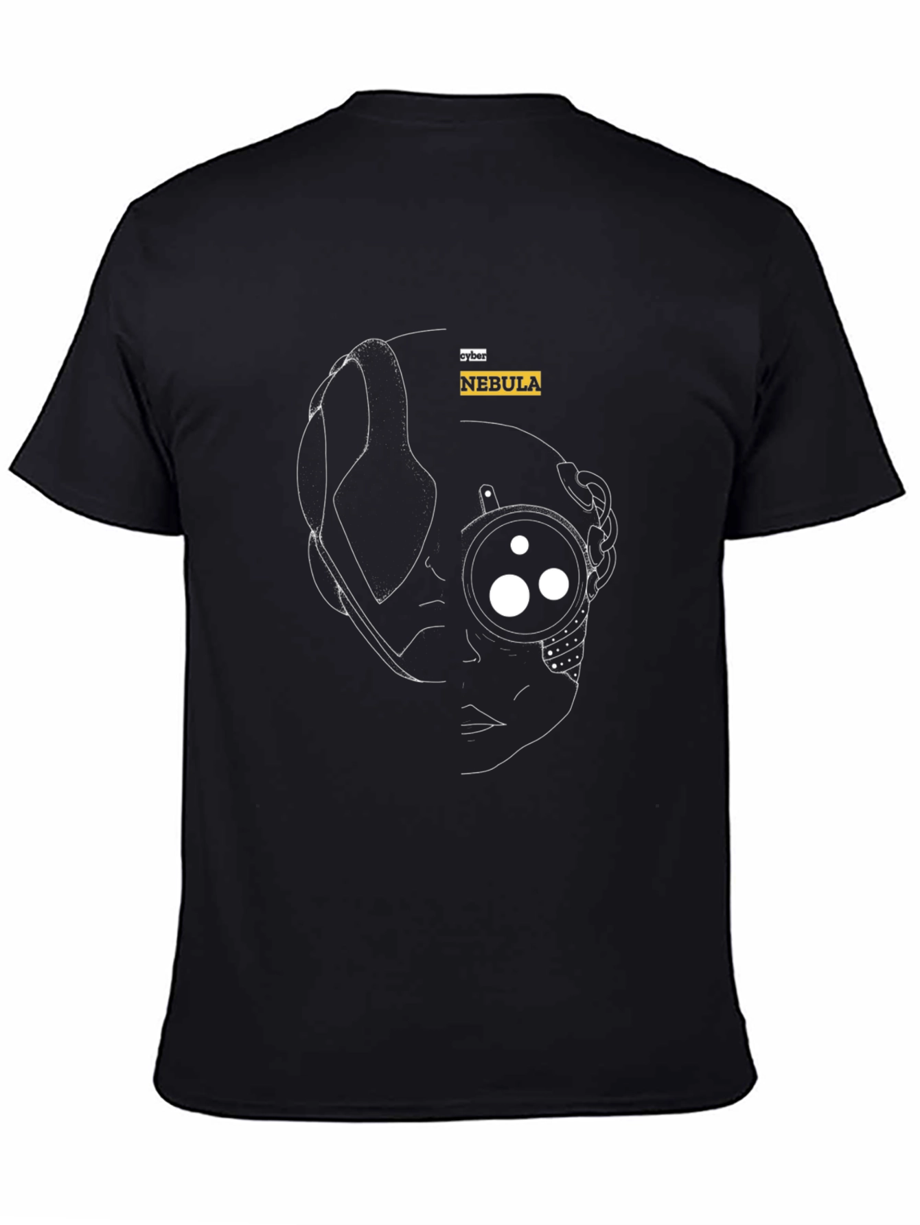 Cyber Nebula Black T-Shirt - Futuristic Design