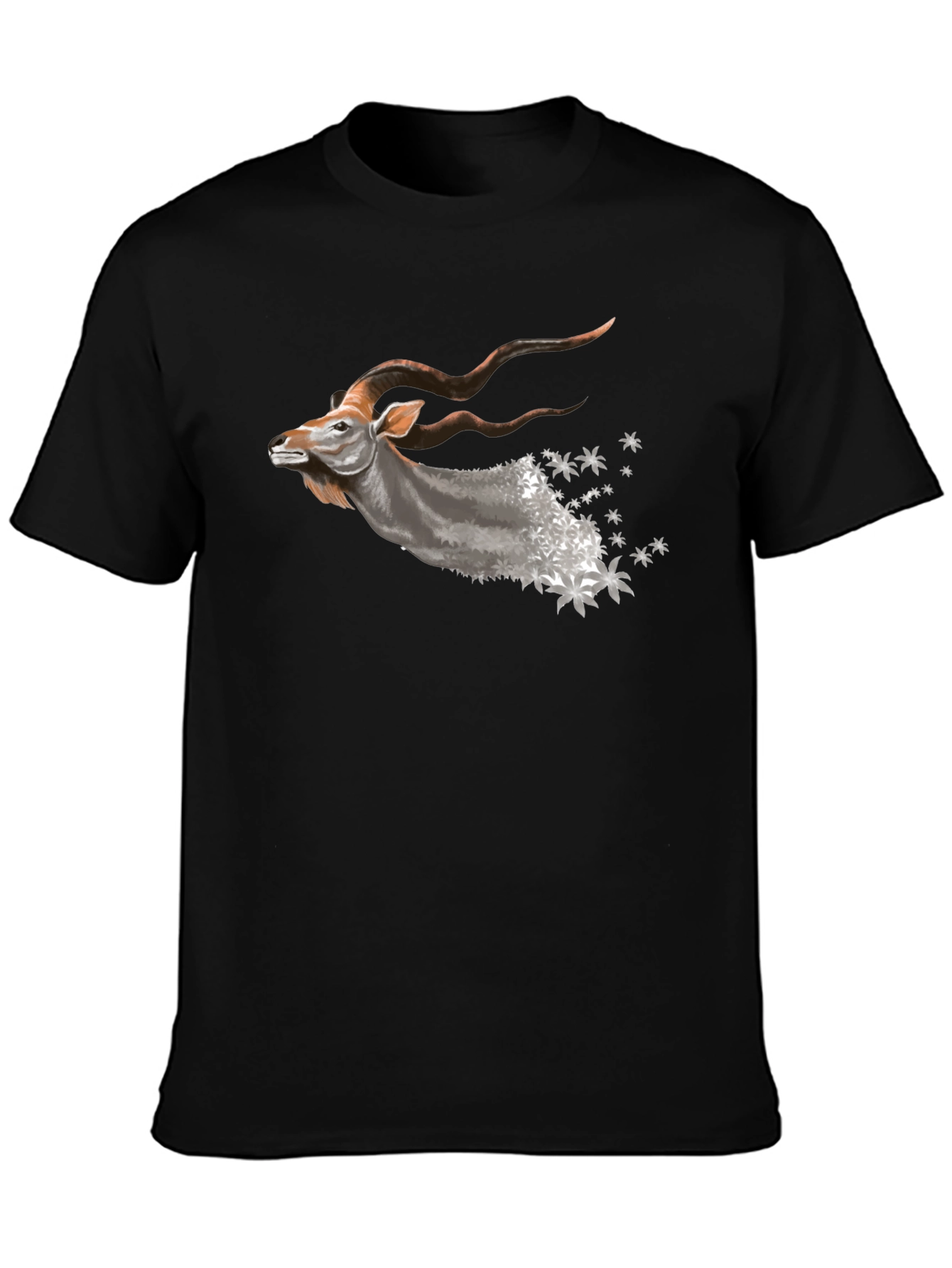 Mens Black T-Shirt with Kudu Design