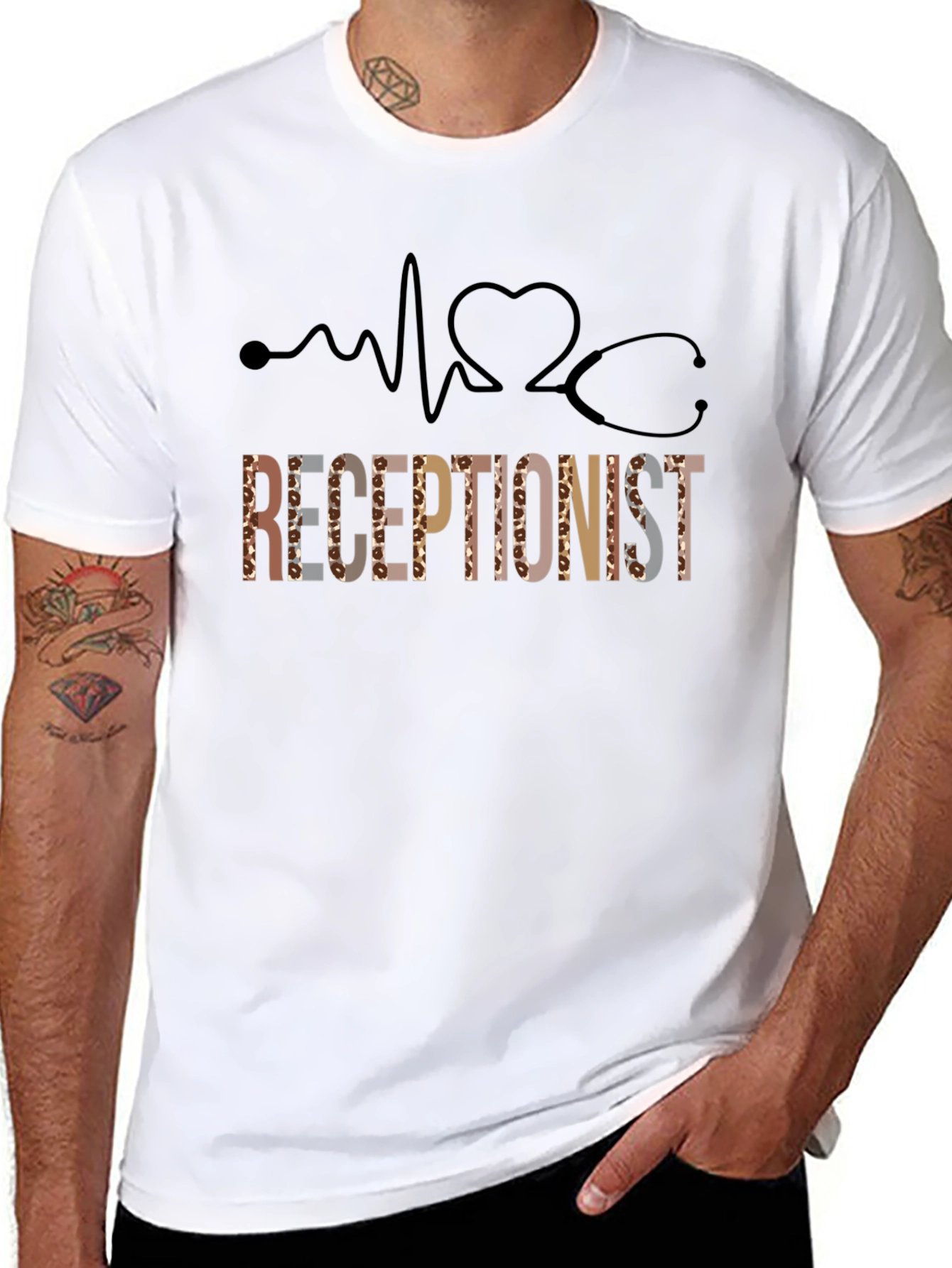 Receptionist Heartbeat Stethoscope Graphic Tee