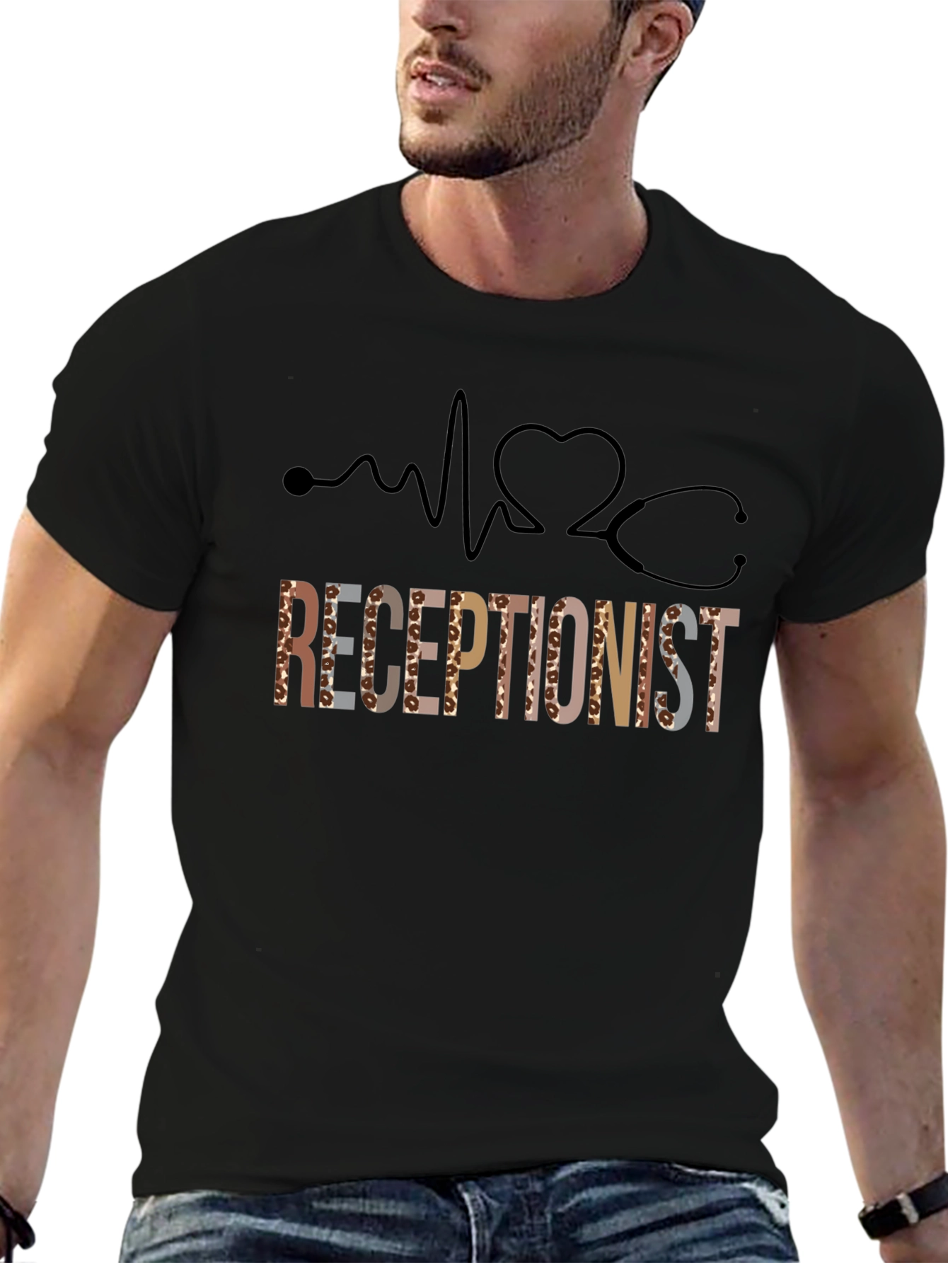 Receptionist Heartbeat Stethoscope Graphic Tee