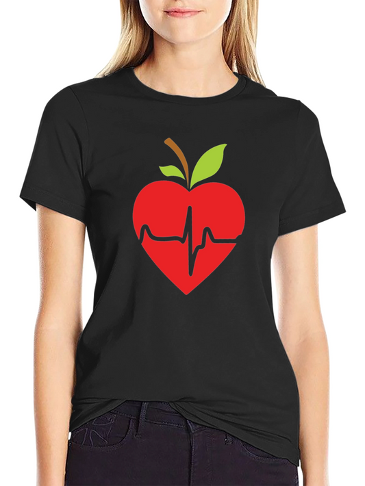 Apple Heartbeat Graphic Tee - Black T-Shirt
