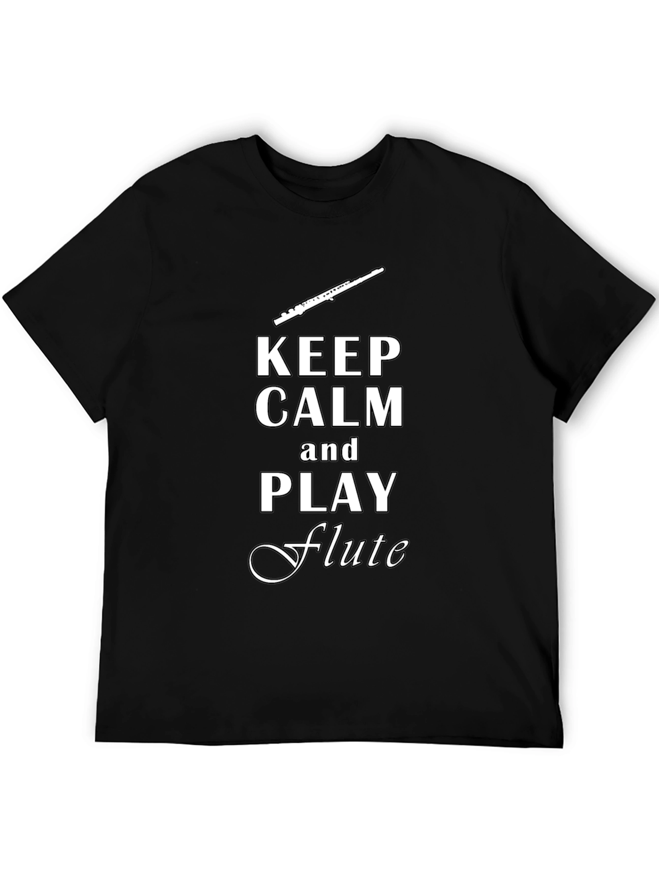 Keep Calm Play Flute Black T-Shirt