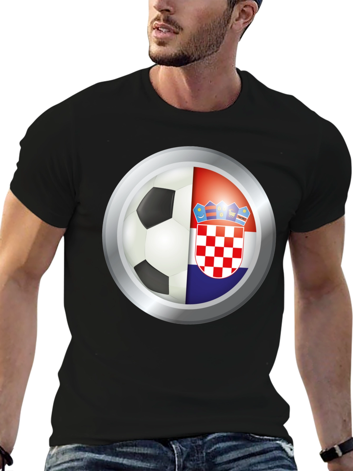 Croatia Soccer Pride Tee - Black Graphic T-Shirt