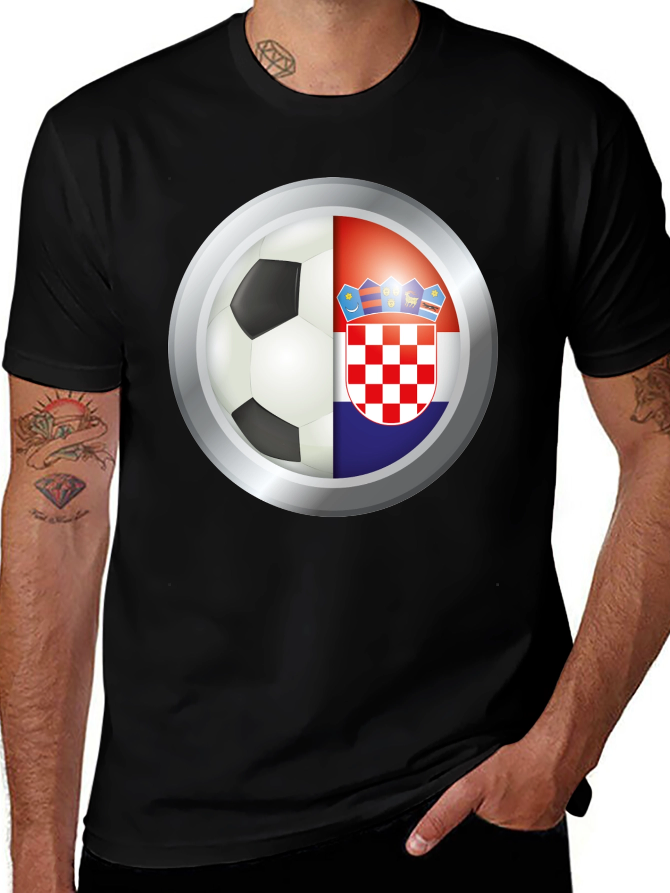 Croatia Soccer Pride Tee - Black Graphic T-Shirt
