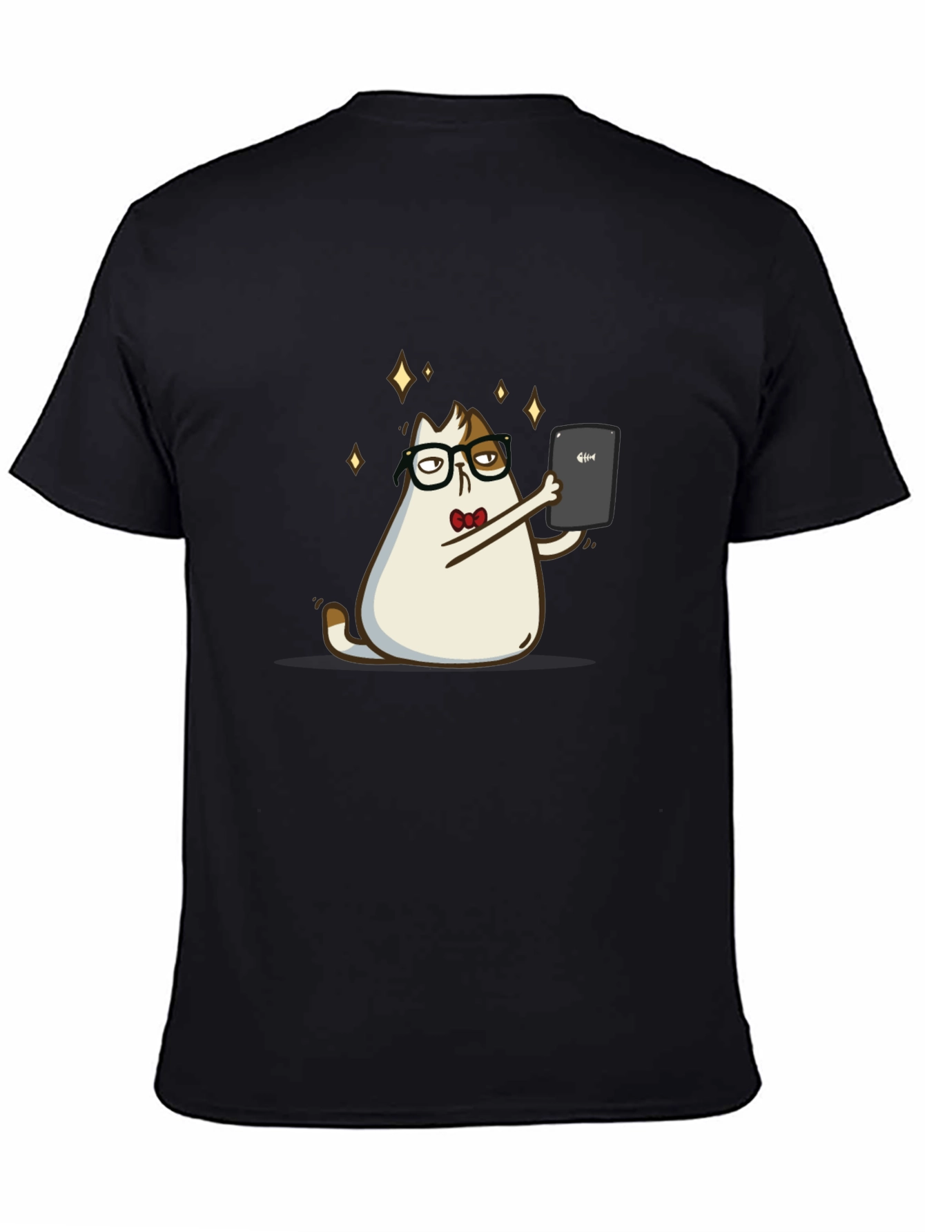 Cat Selfie Black T-Shirt