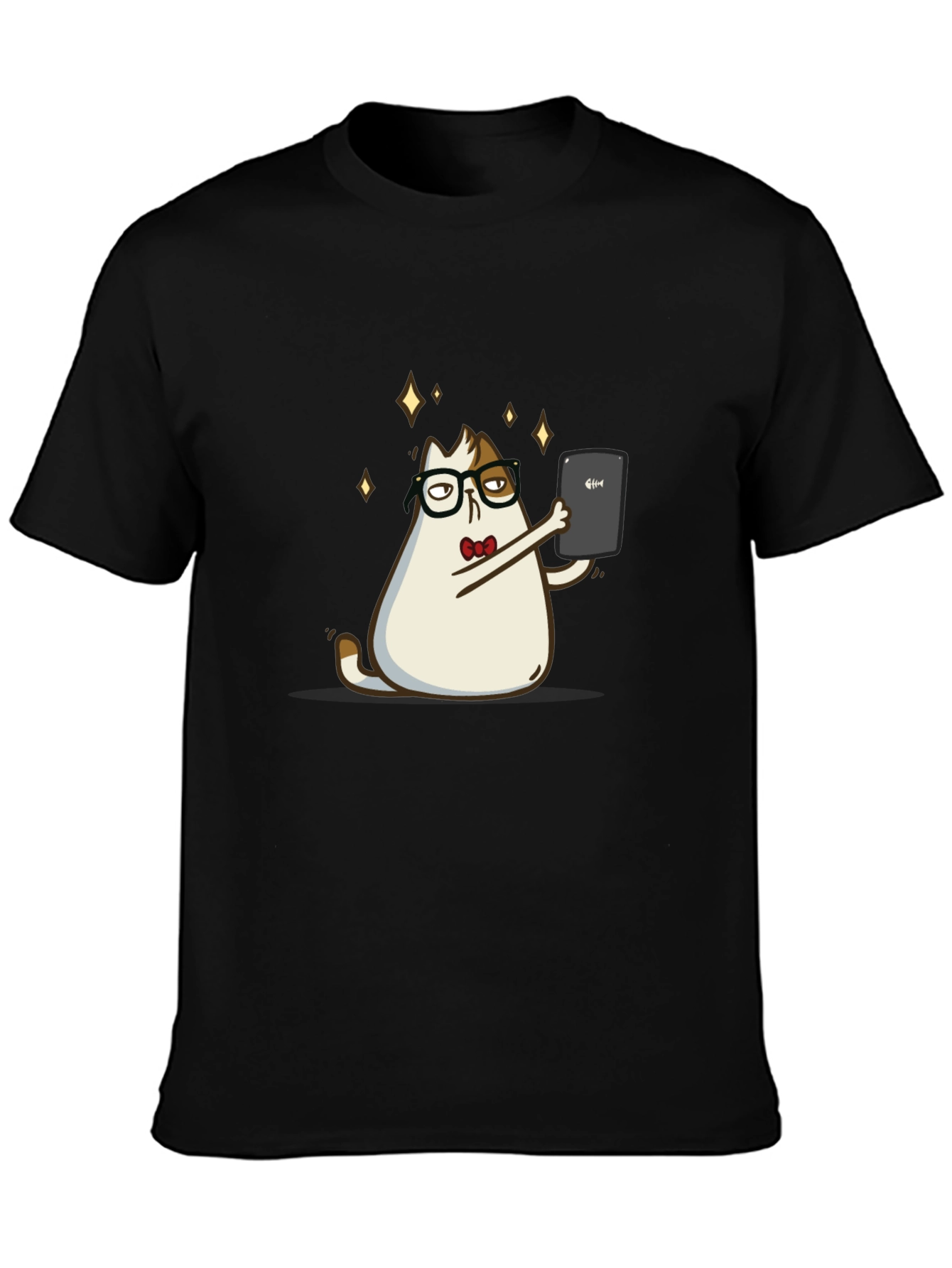 Cat Selfie Black T-Shirt