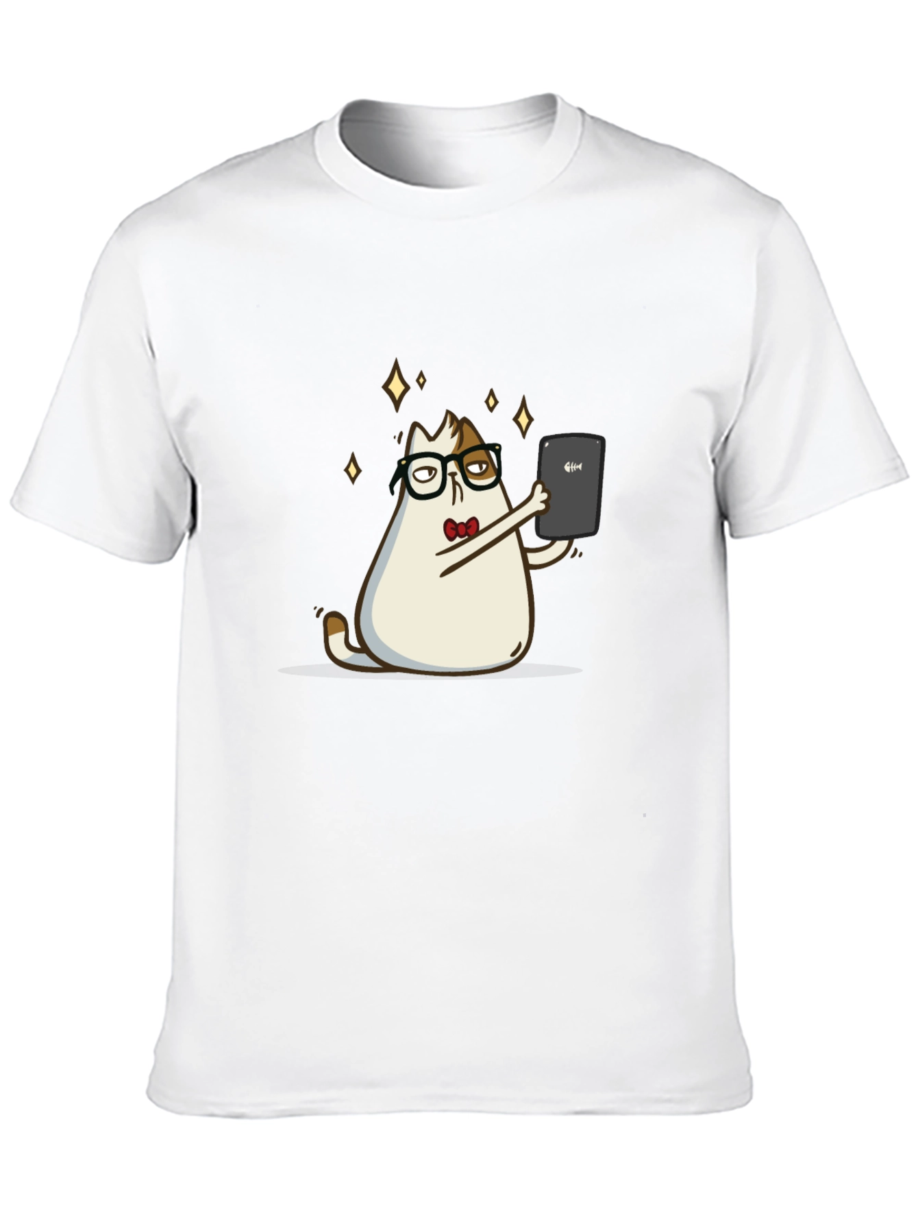 Cat Selfie Black T-Shirt