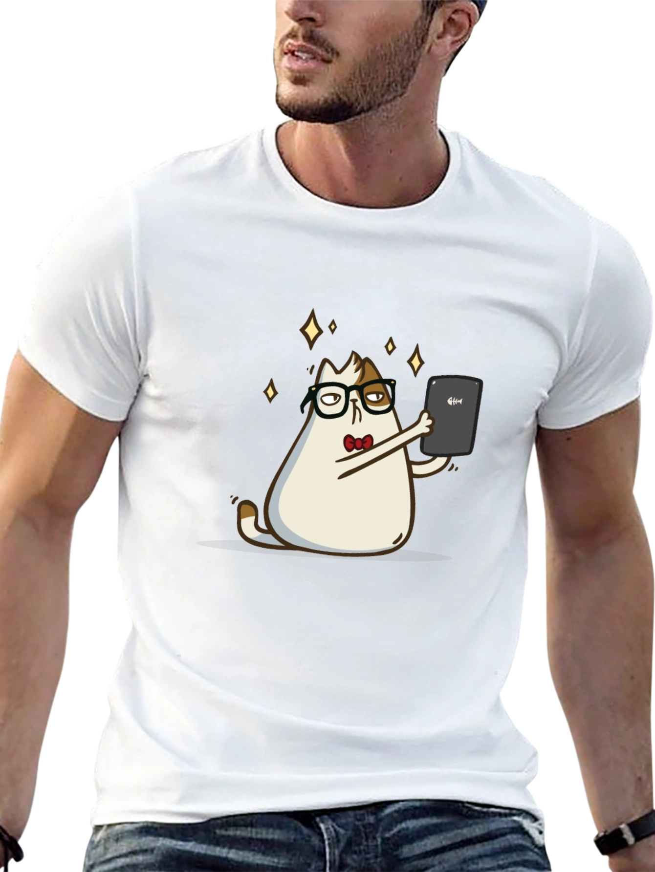 Cat Selfie Black T-Shirt