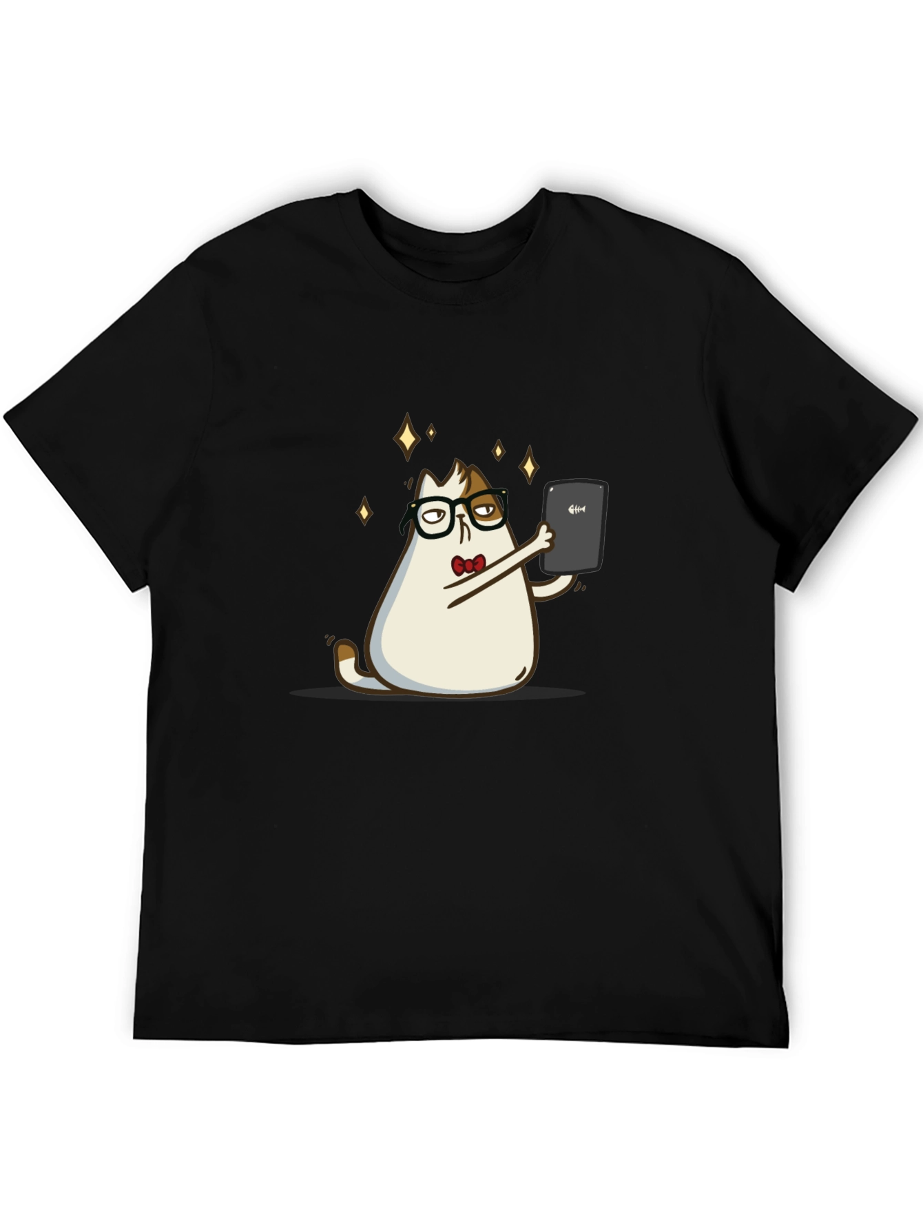 Cat Selfie Black T-Shirt