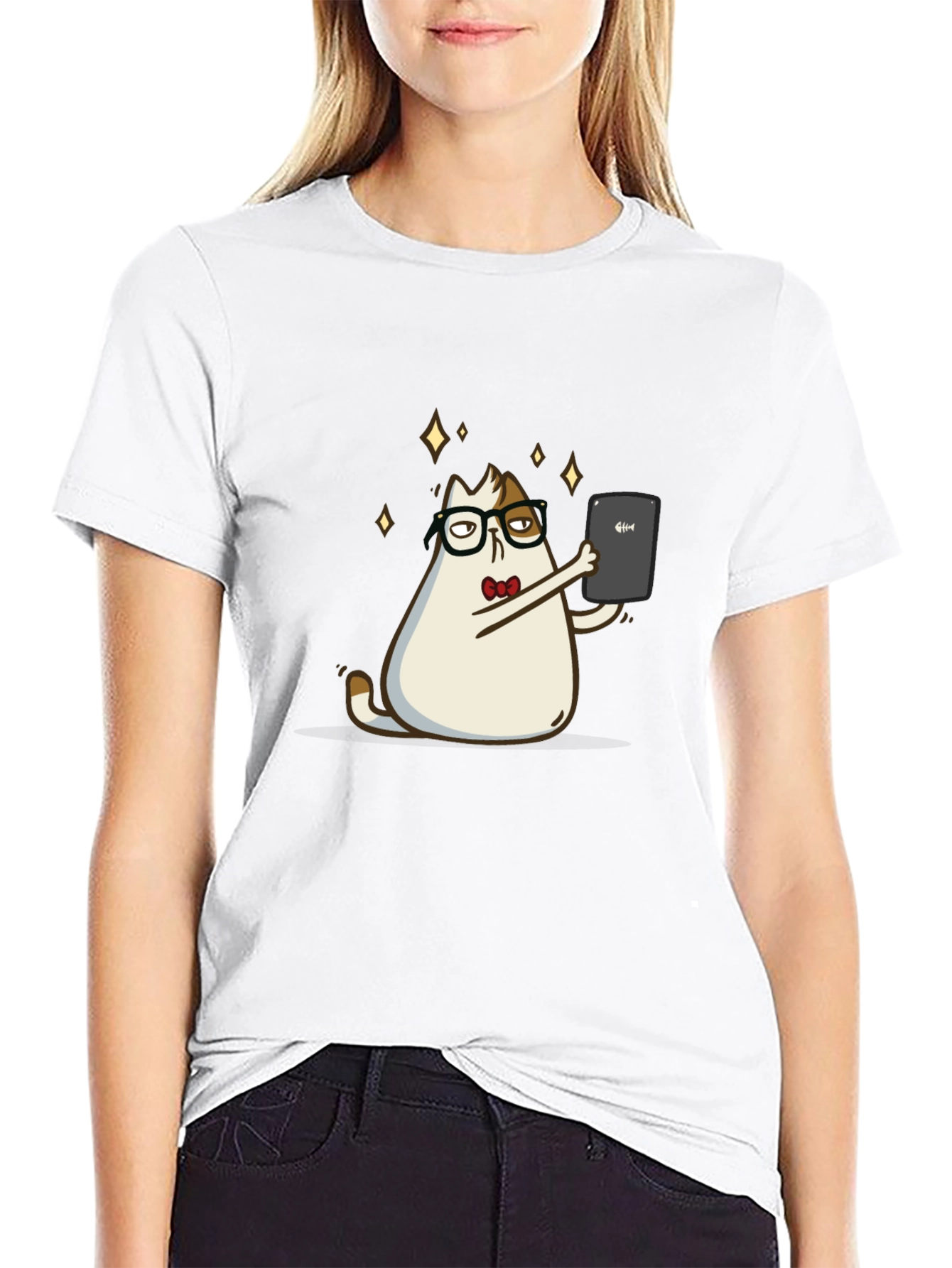 Cat Selfie Black T-Shirt