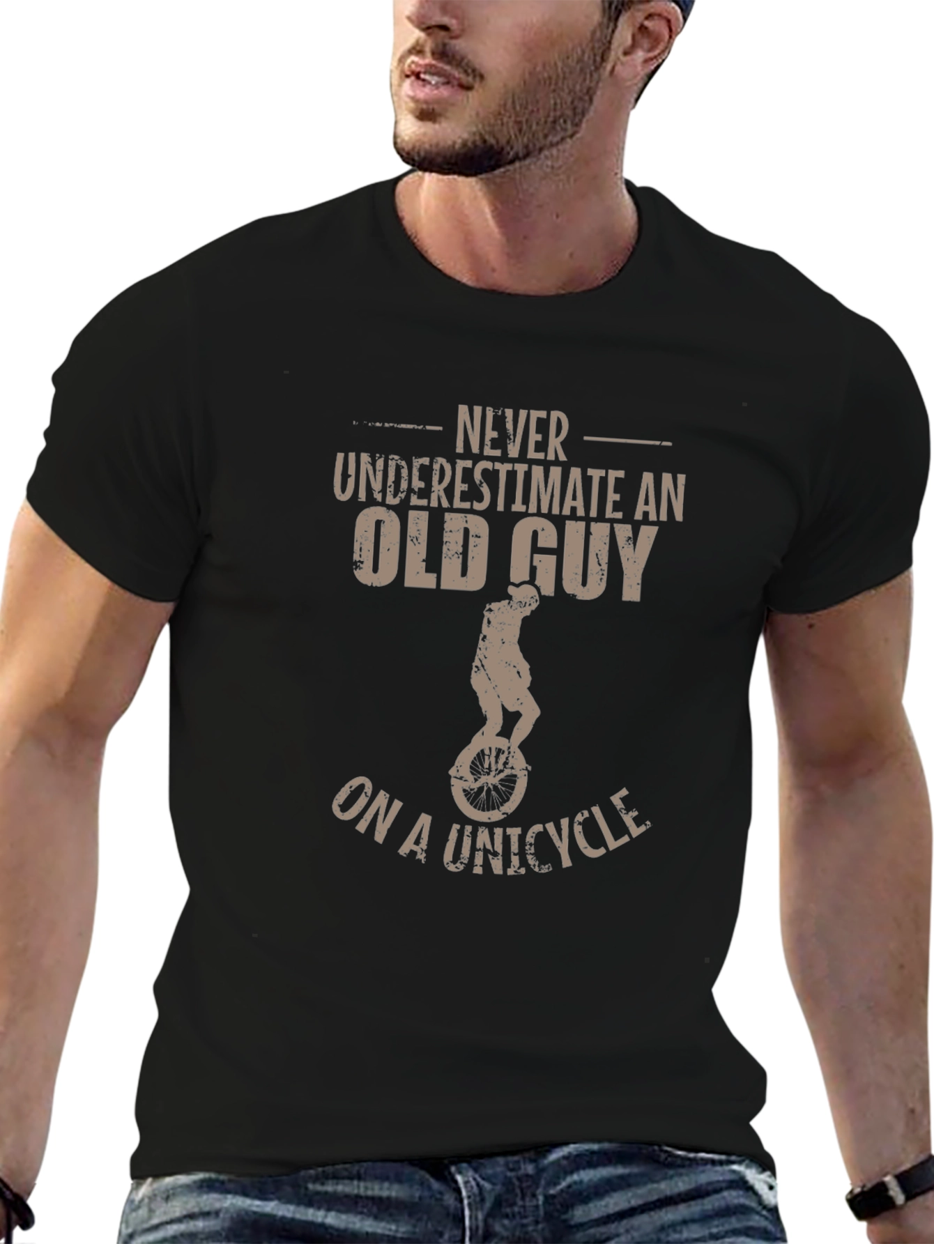 Never Underestimate Old Guy on Unicycle T-Shirt