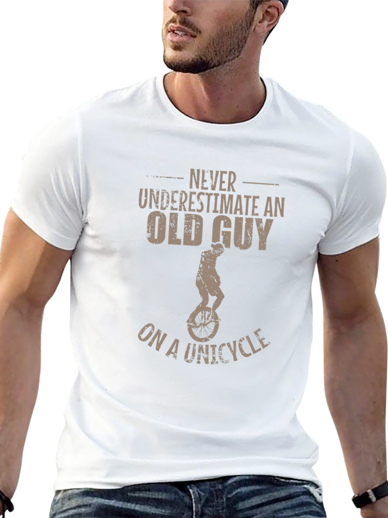 Never Underestimate Old Guy on Unicycle T-Shirt