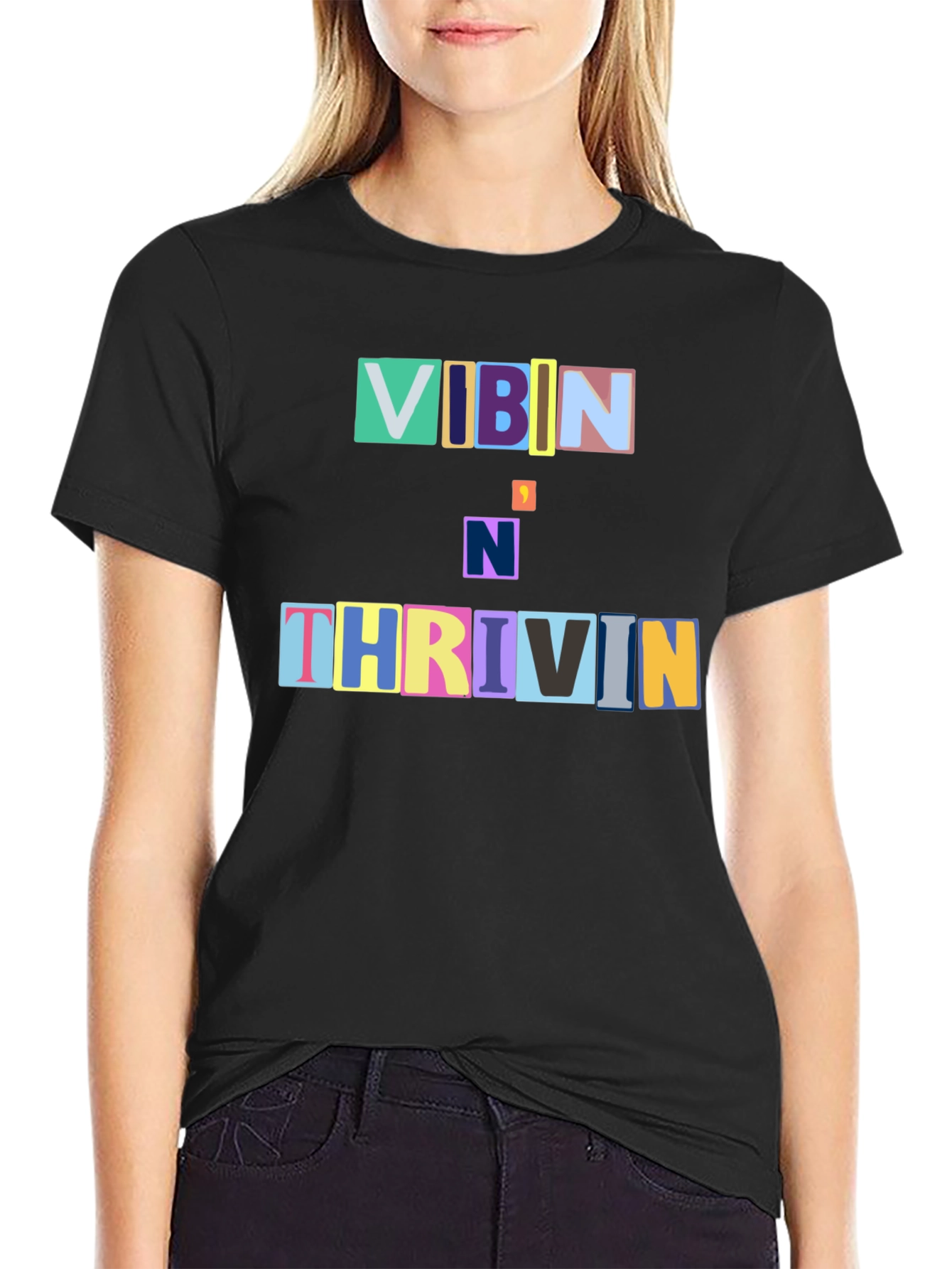Vibin N Thrivin Graphic Tee - Trendy Design