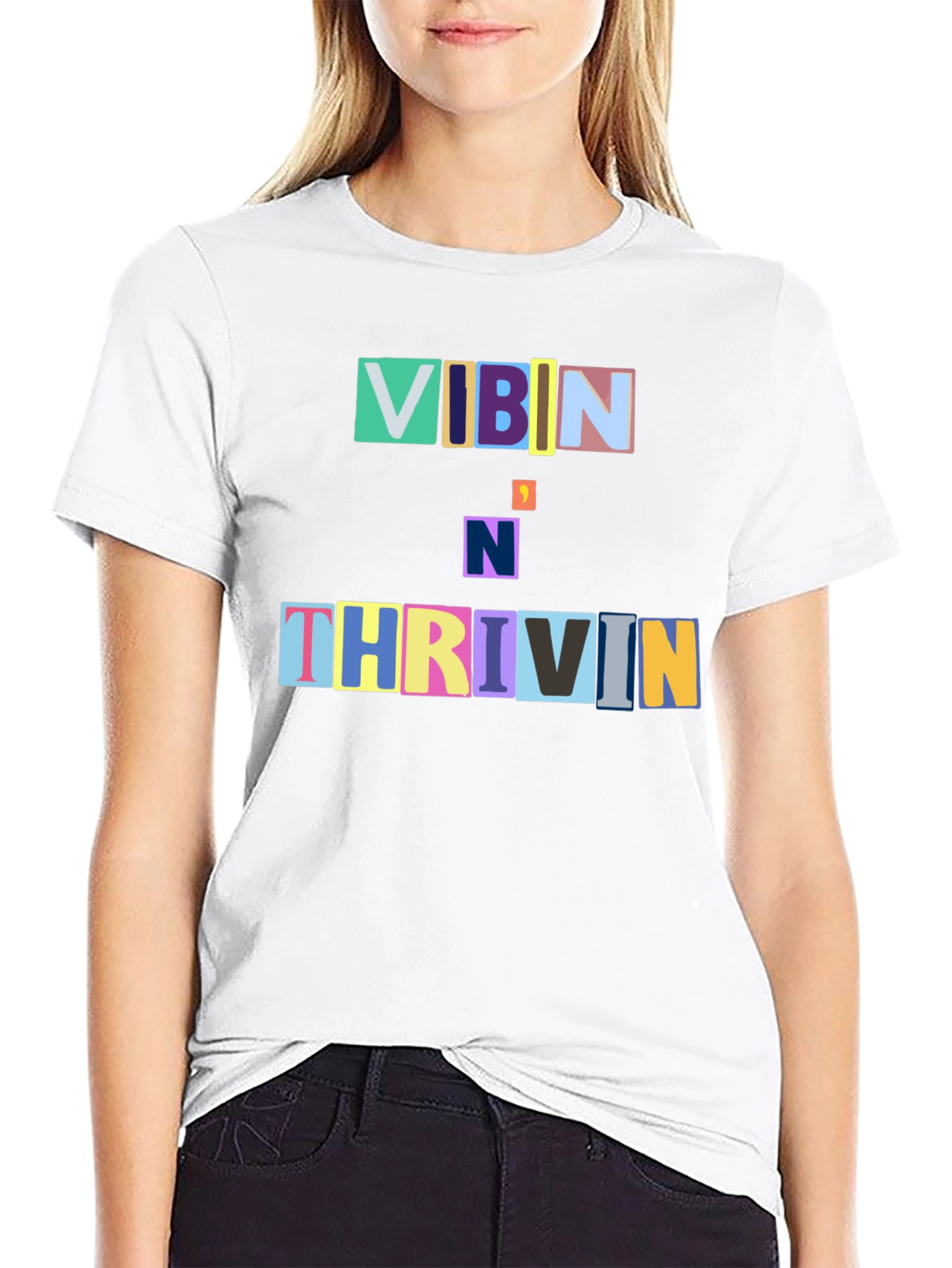 Vibin N Thrivin Graphic Tee - Trendy Design