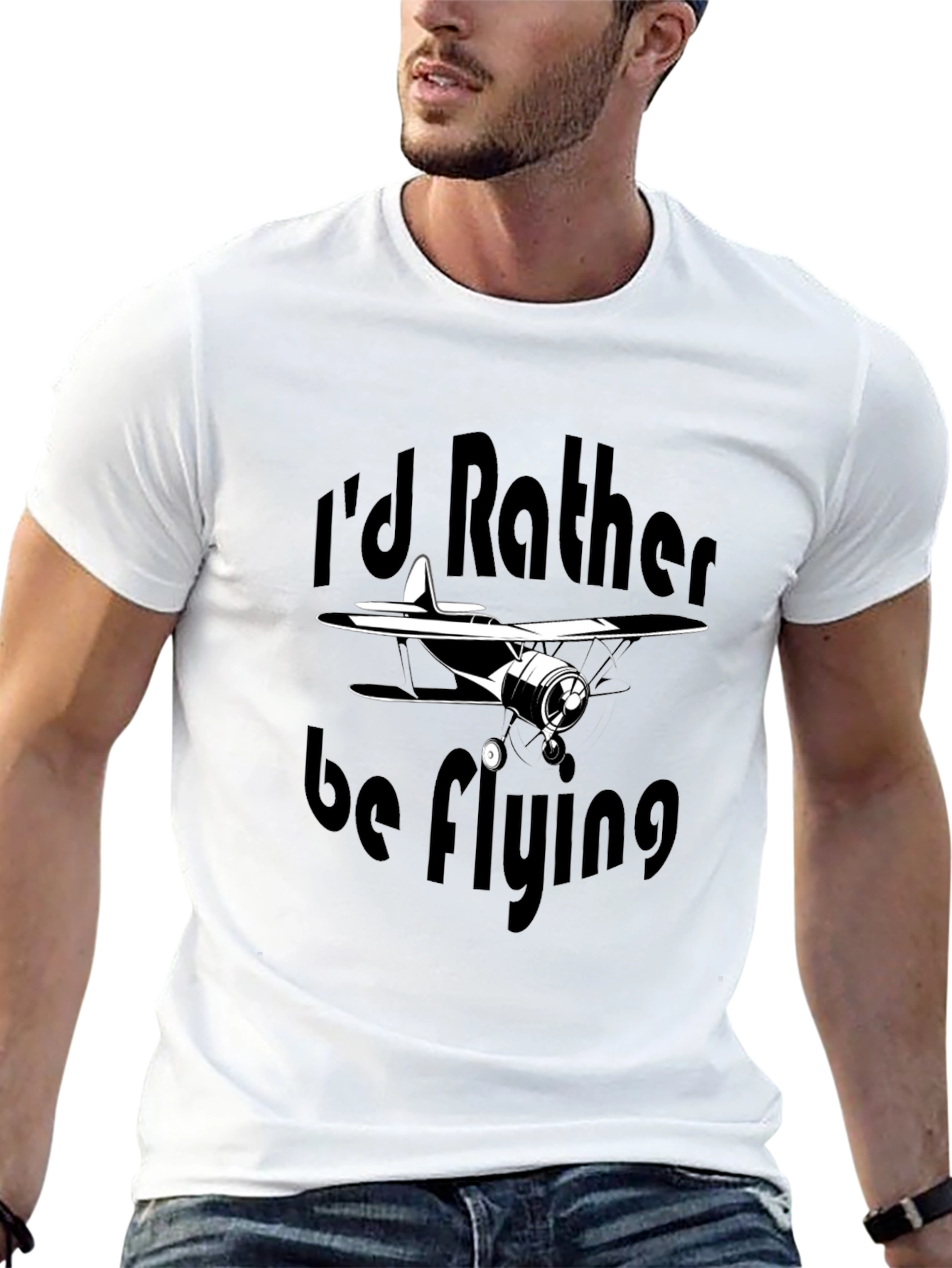 Id Rather Be Flying Black T-Shirt