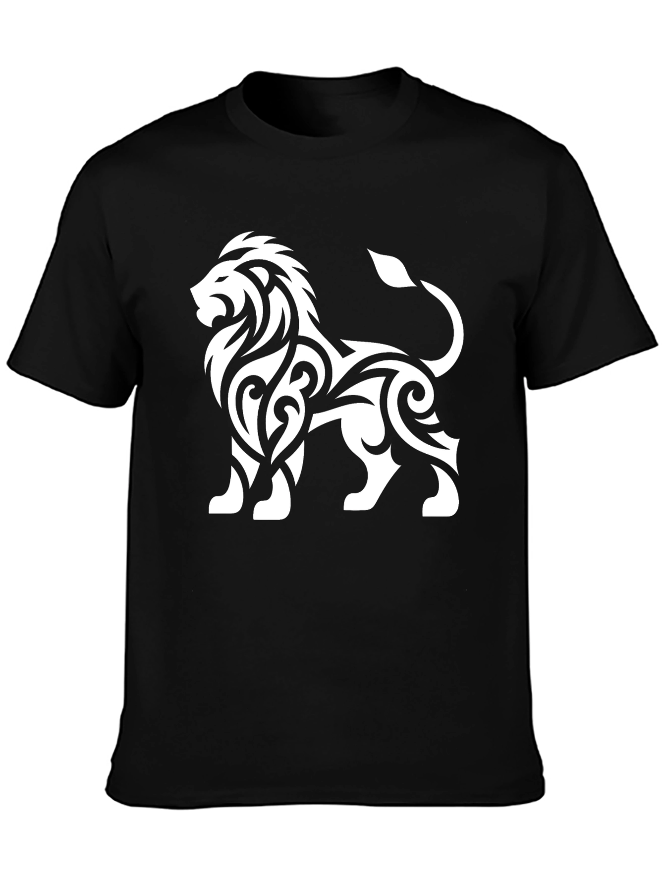 Lion Graphic Tee - Black Cotton T-Shirt