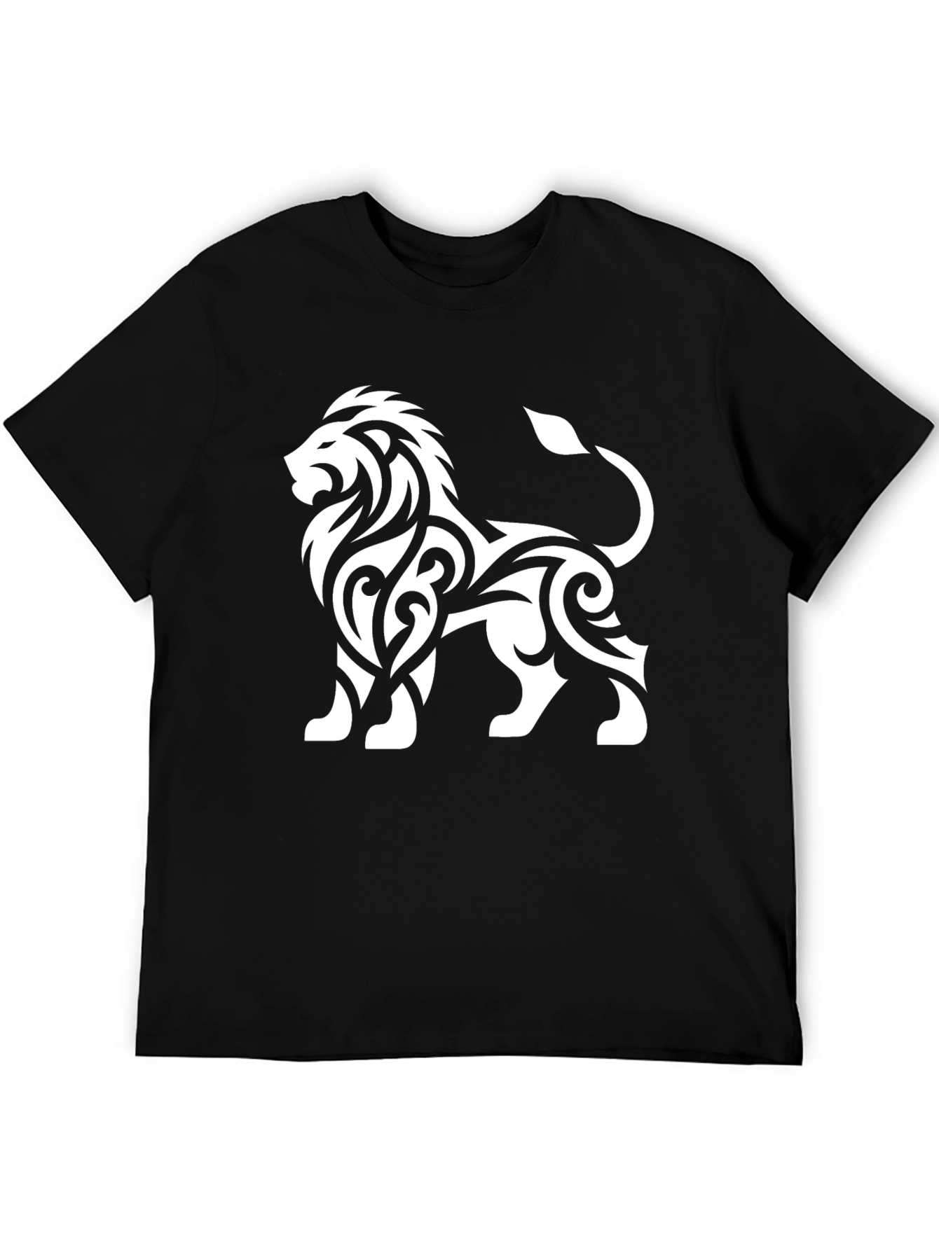 Lion Graphic Tee - Black Cotton T-Shirt