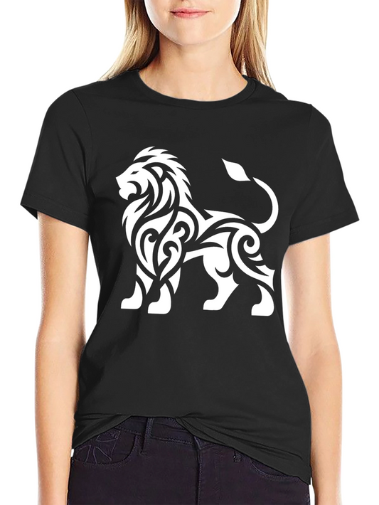 Lion Graphic Tee - Black Cotton T-Shirt