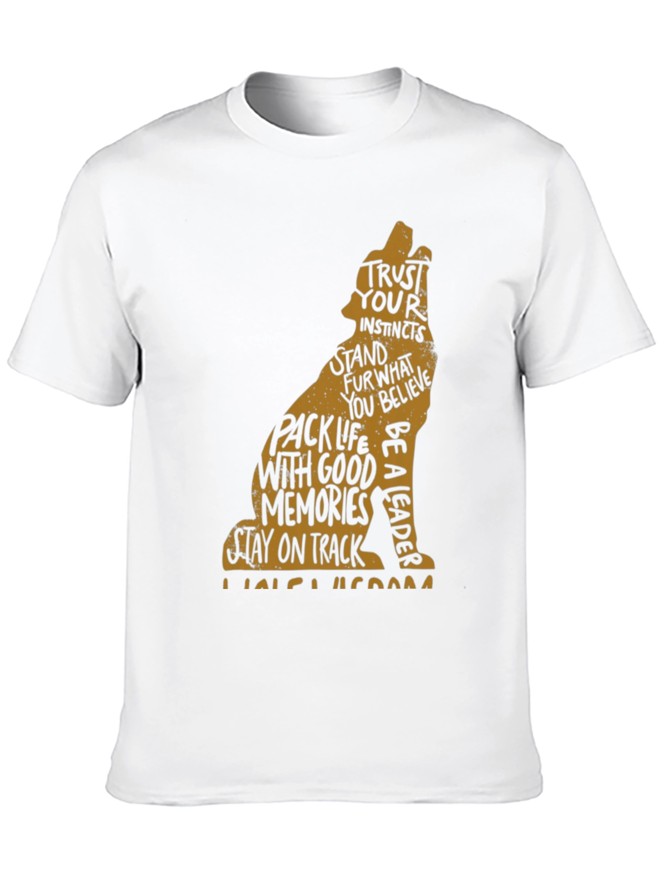 Mens Black T-Shirt with Wolf Graphic and Positive Affirmations