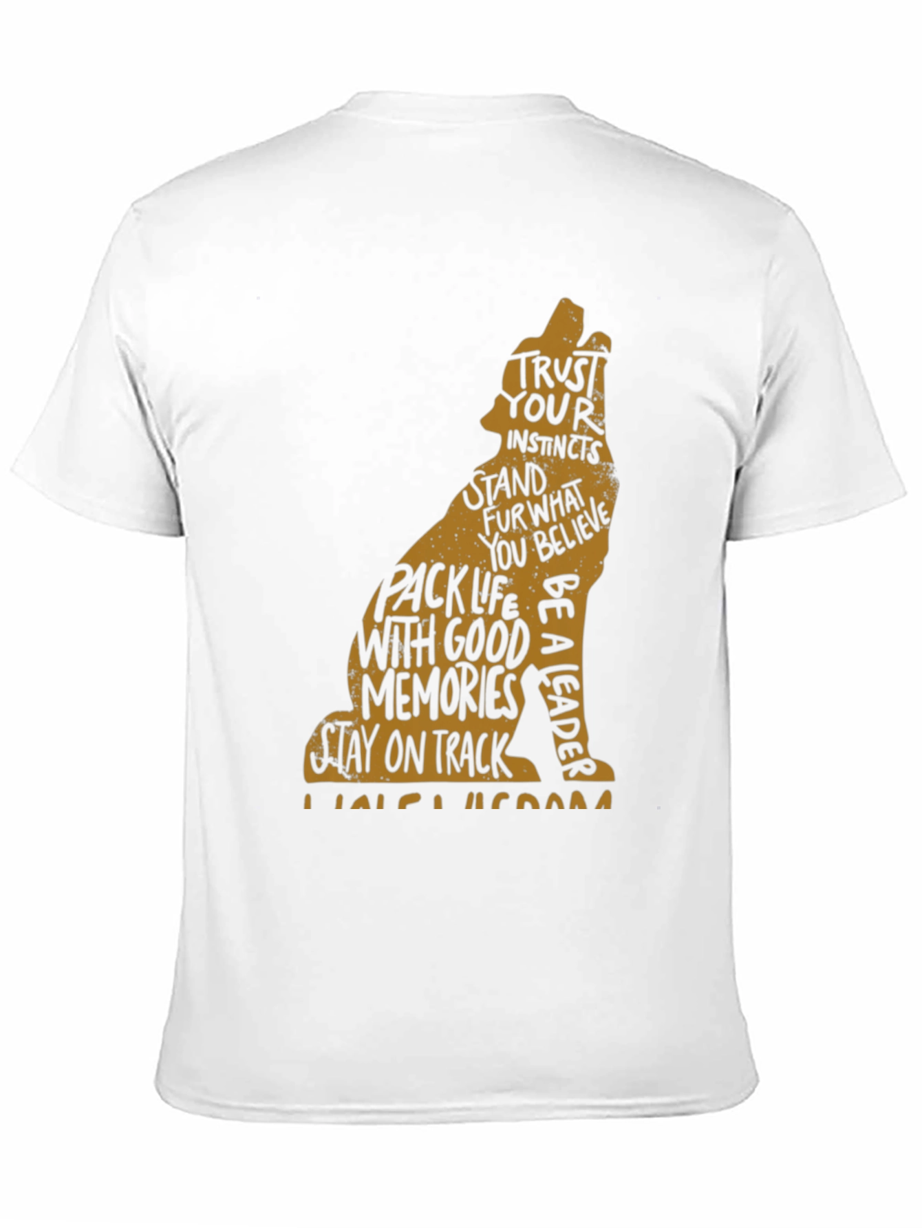 Mens Black T-Shirt with Wolf Graphic and Positive Affirmations