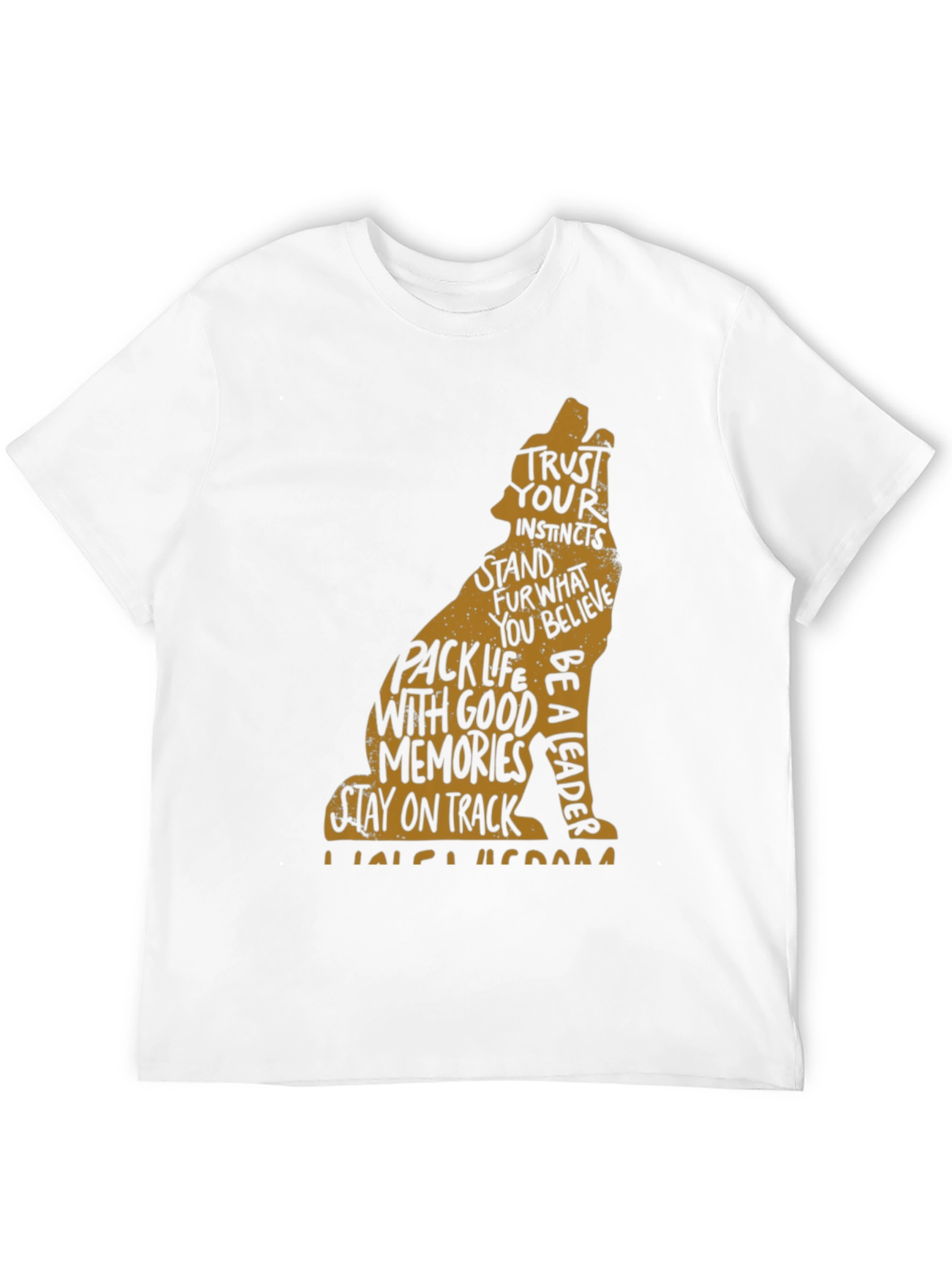 Mens Black T-Shirt with Wolf Graphic and Positive Affirmations