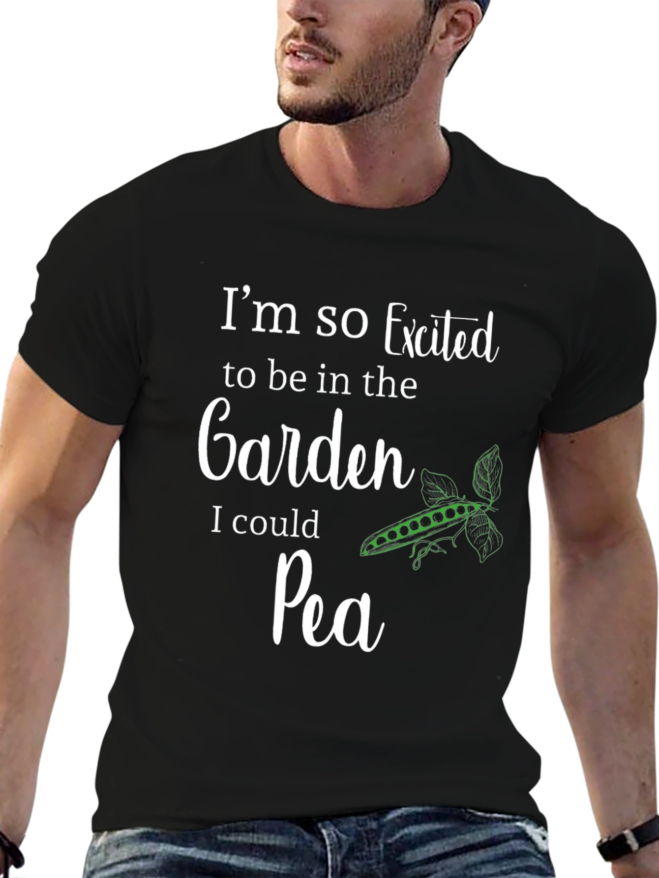 Excited Garden Pea T-Shirt - Novelty Graphic Tee