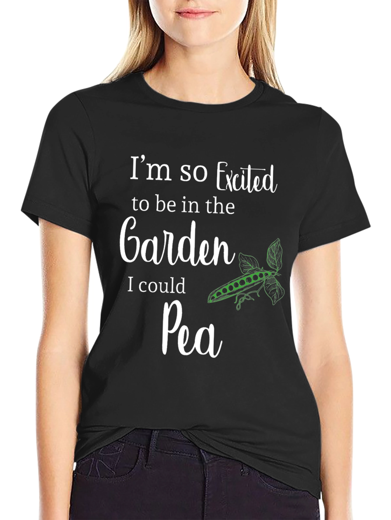 Excited Garden Pea T-Shirt - Novelty Graphic Tee