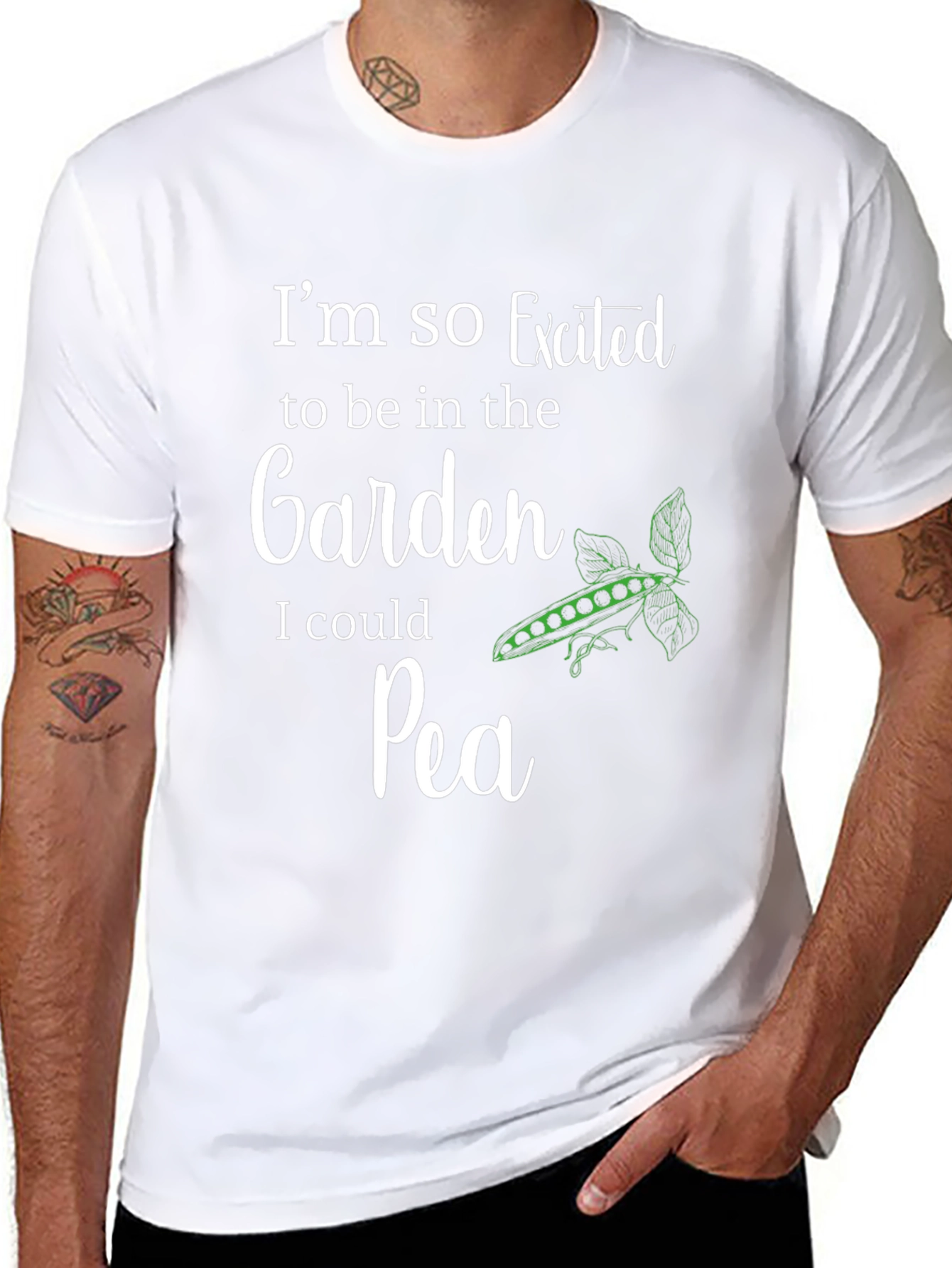 Excited Garden Pea T-Shirt - Novelty Graphic Tee