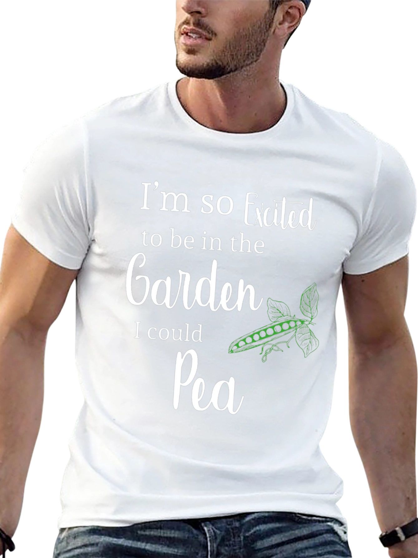 Excited Garden Pea T-Shirt - Novelty Graphic Tee