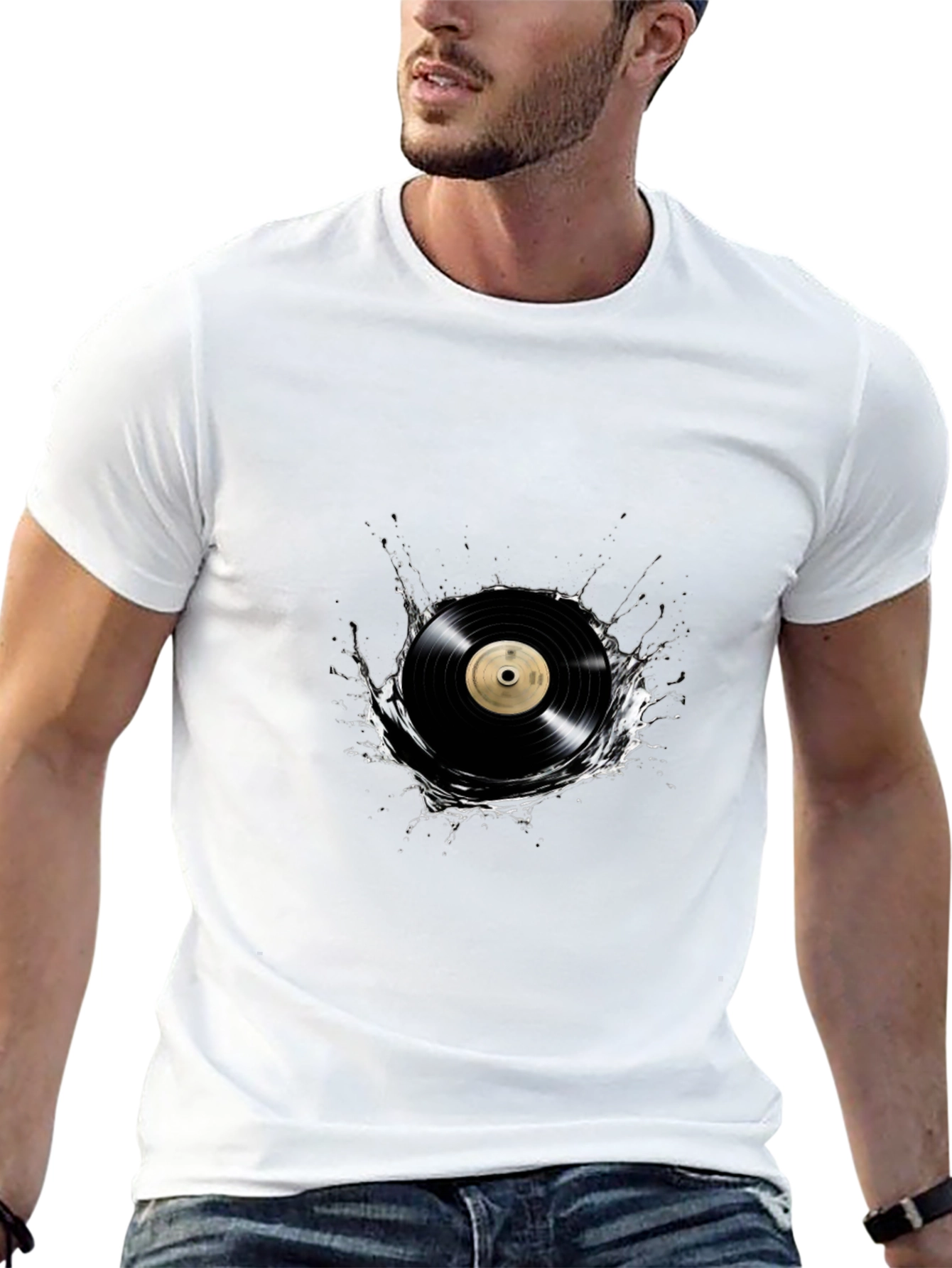 Vinyl Record Splash Graphic T-Shirt