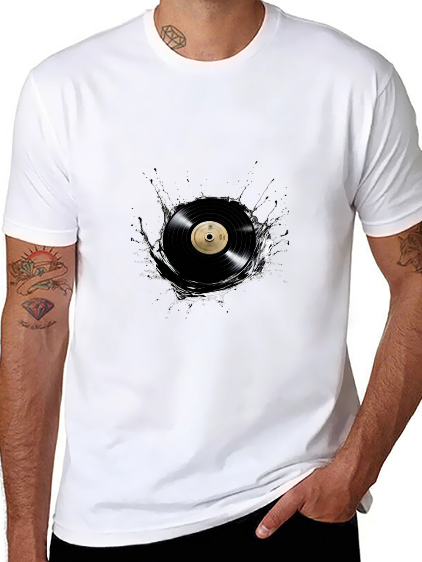 Vinyl Record Splash Graphic T-Shirt