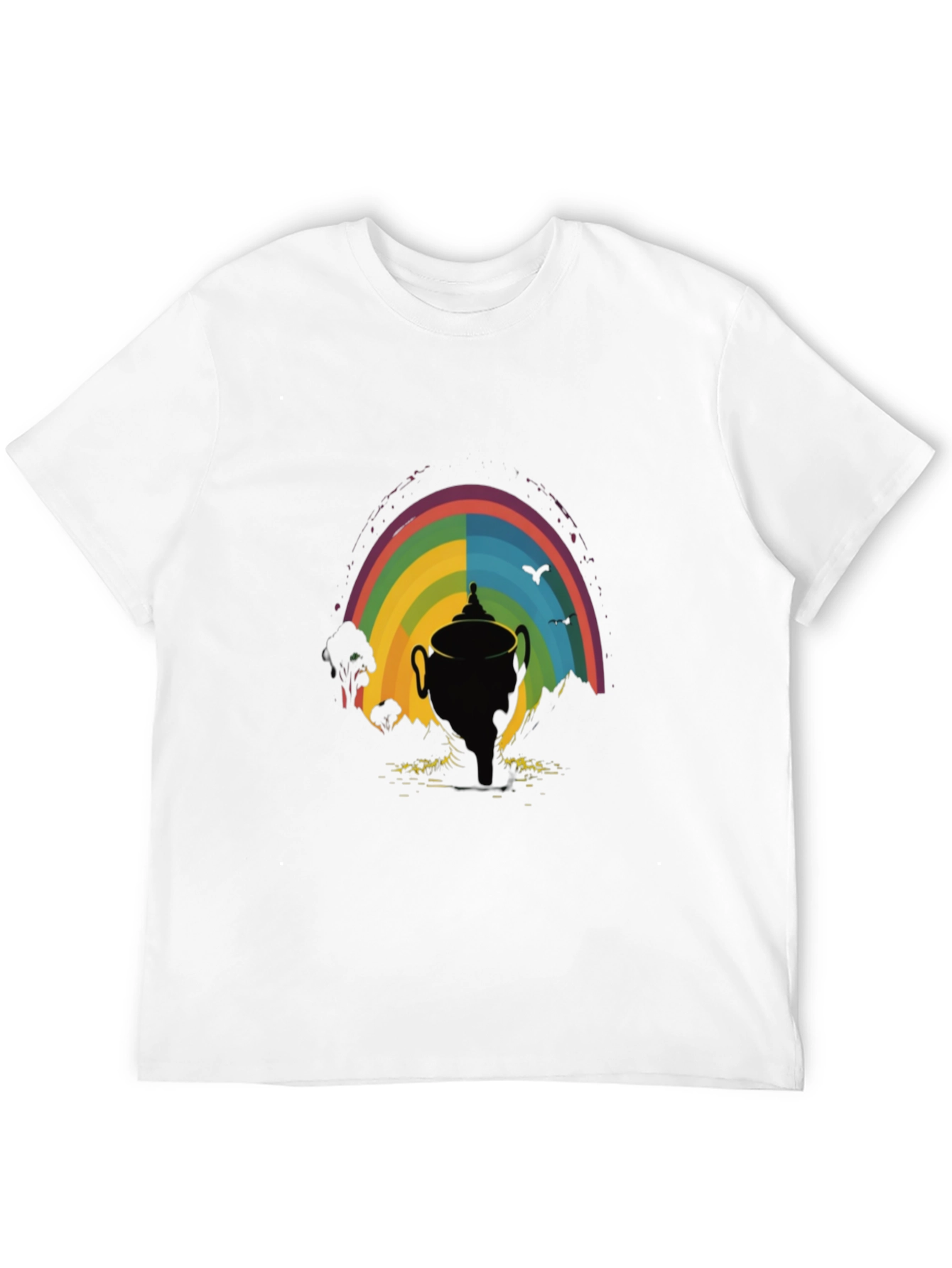 Rainbow Trophy Graphic Tee - Black Cotton Shirt