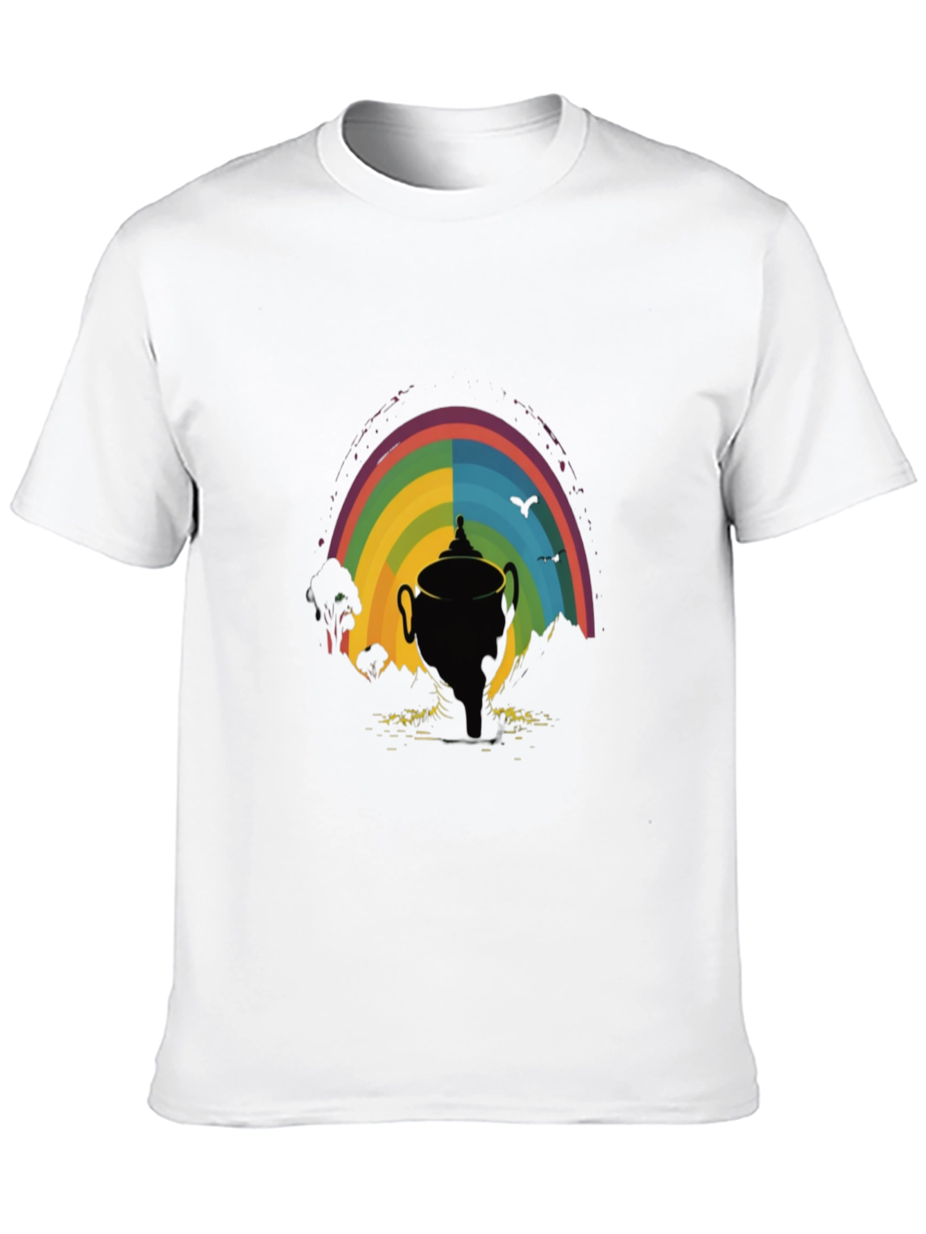 Rainbow Trophy Graphic Tee - Black Cotton Shirt