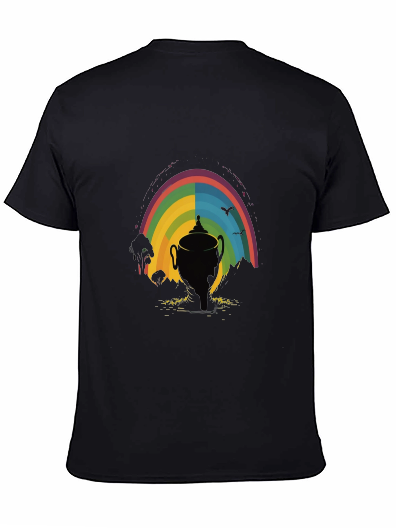 Rainbow Trophy Graphic Tee - Black Cotton Shirt